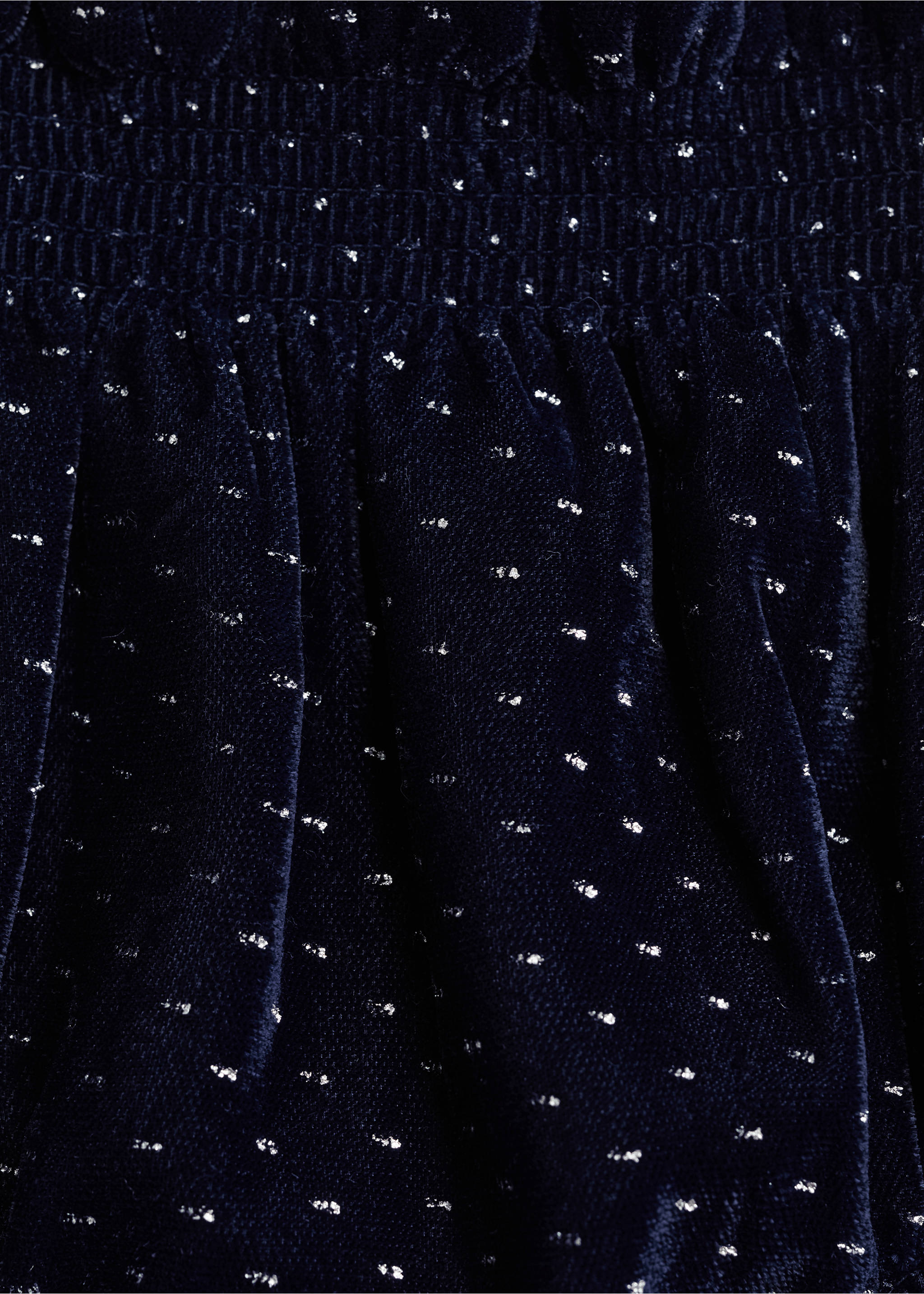 Samt-Shorts mit Tupfen - Detail des Artikels 8, Dunkles Marineblau. Ref: 77029244-00.