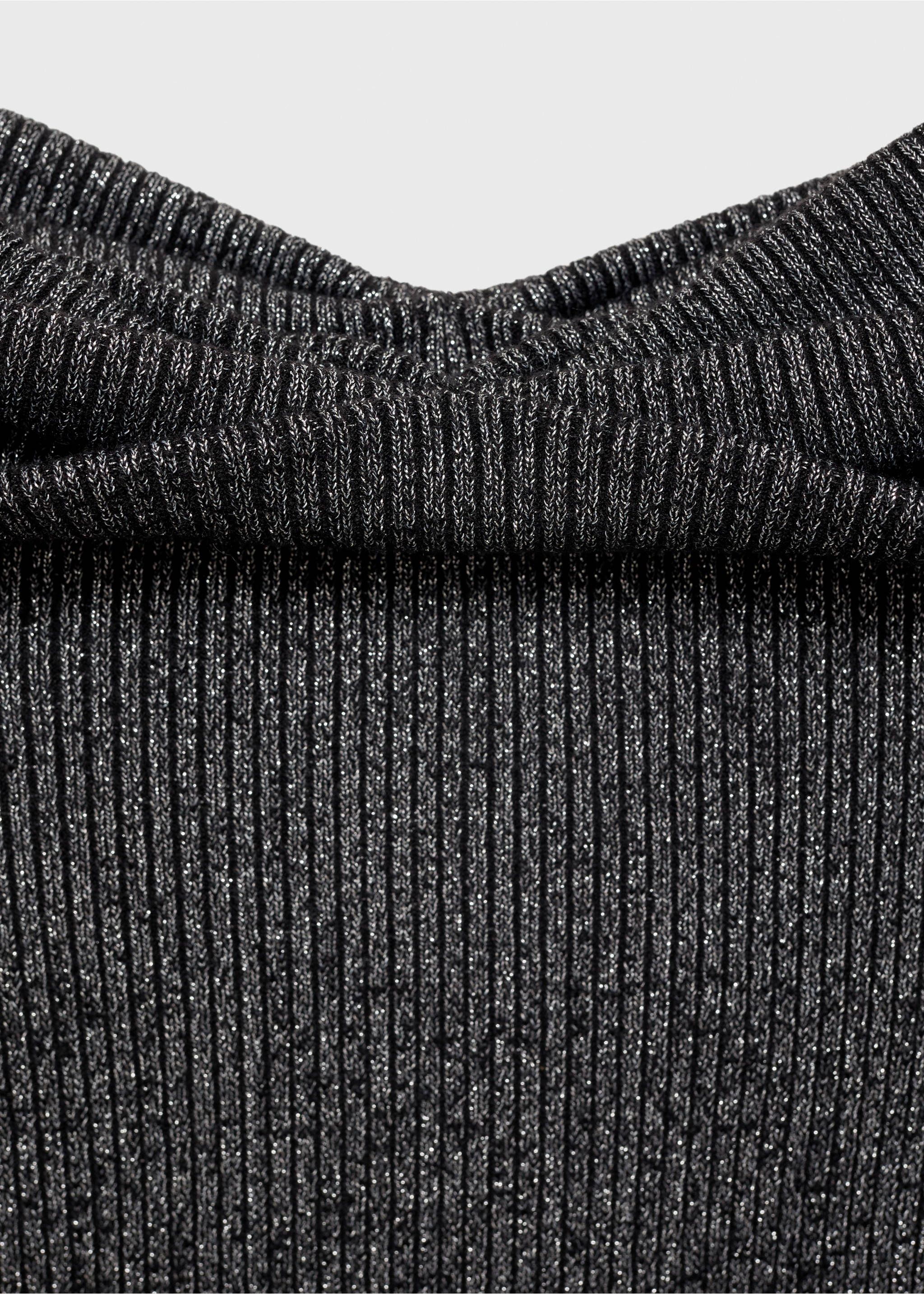 Lurex sweater with bare shoulders - Details of the article 8, Grey. Ref: 77029406-00.