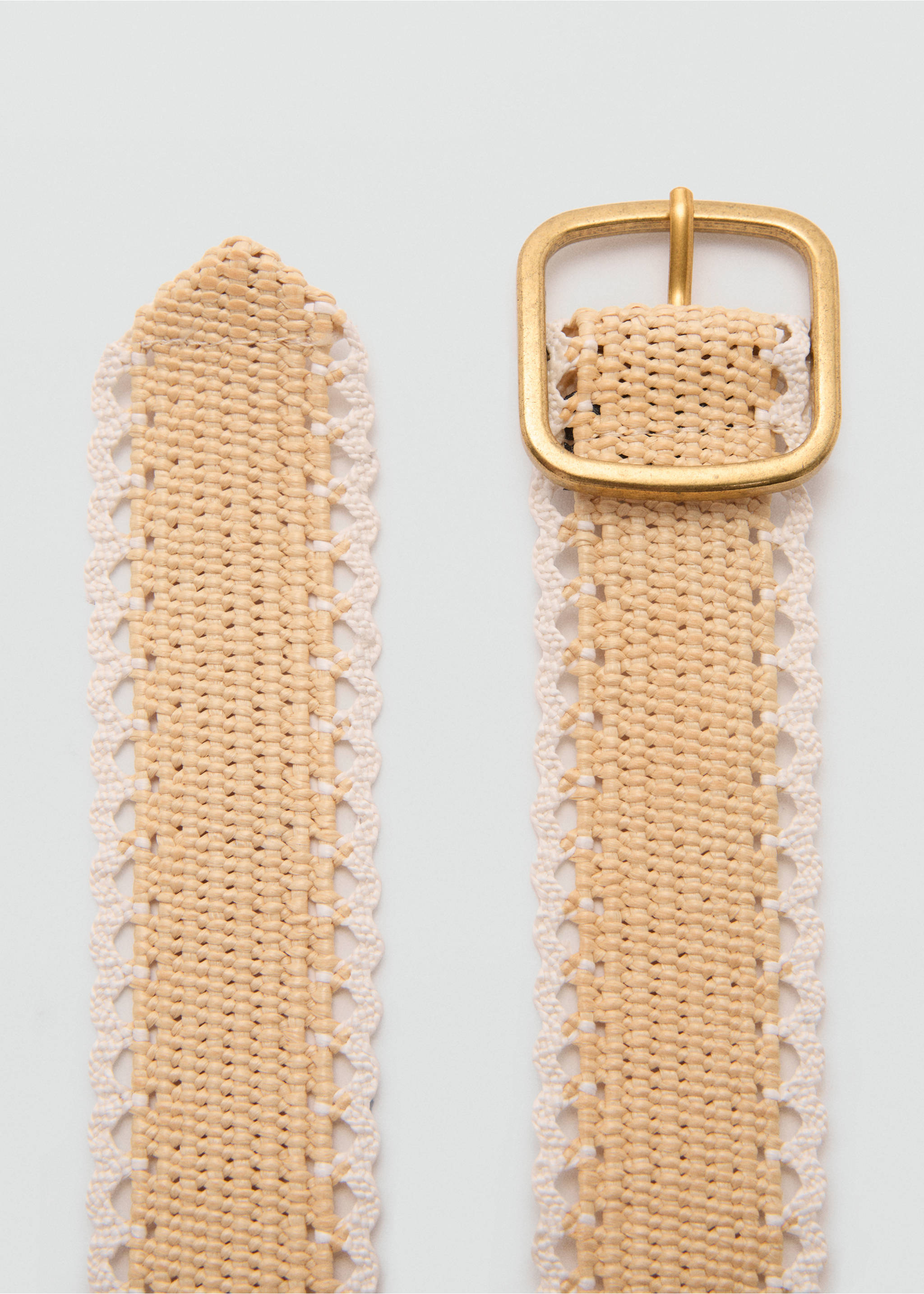 Metal buckle belt - Details of the article 1, Beige. Ref: 77030251-00.