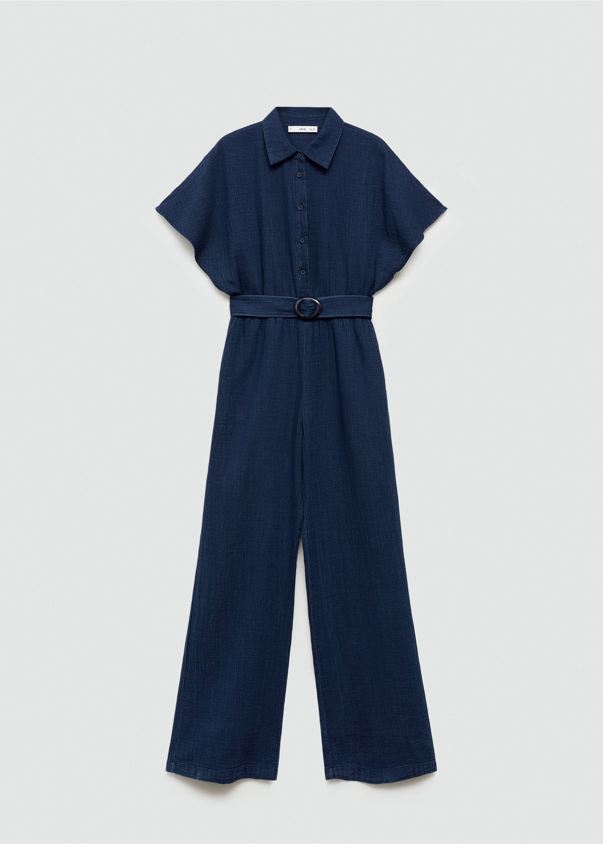 Belt long jumpsuit - Article without model, Night Blue. Ref: 77030334-00.