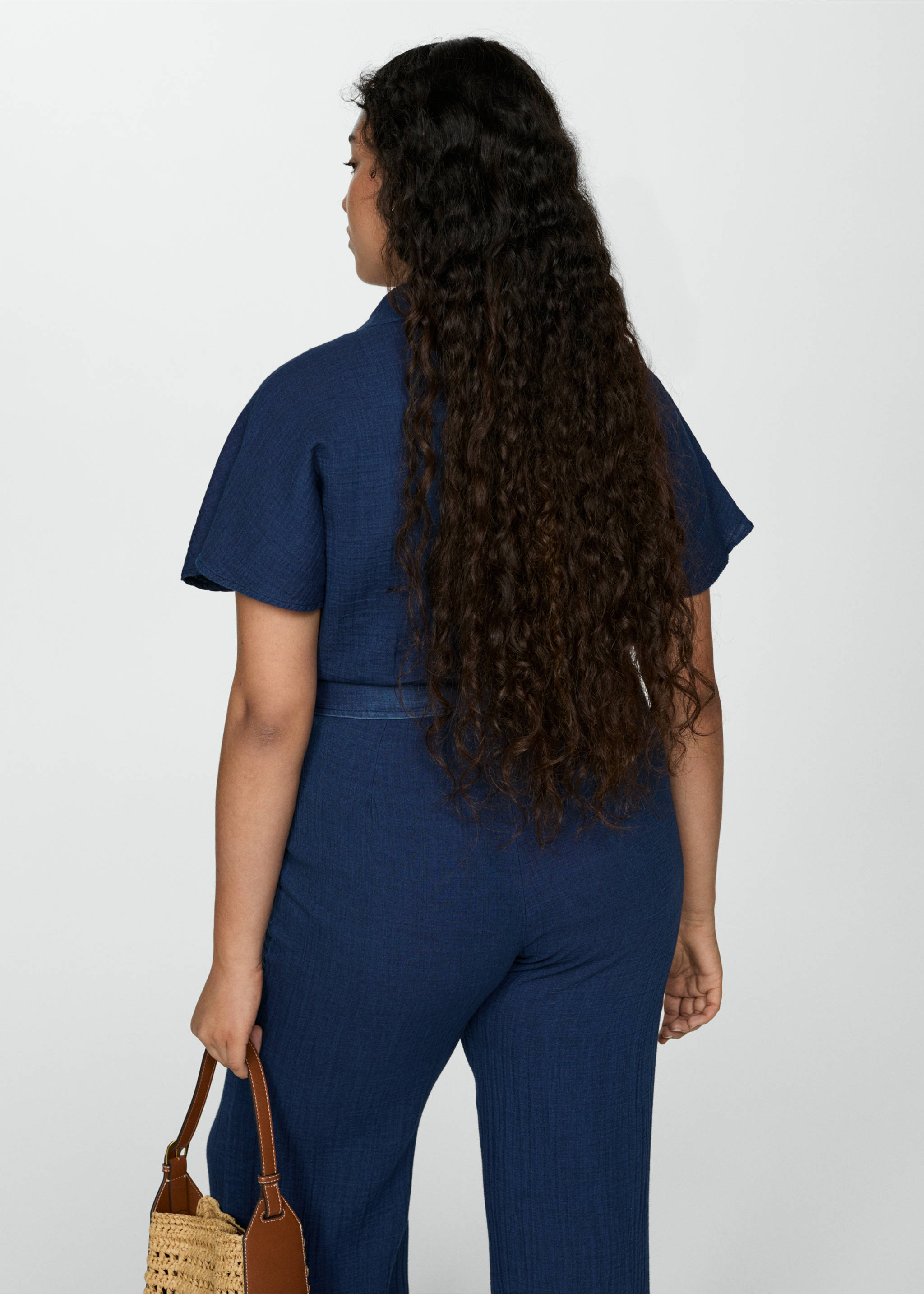 Belt long jumpsuit - Details of the article 4, Night Blue. Ref: 77030334-00.