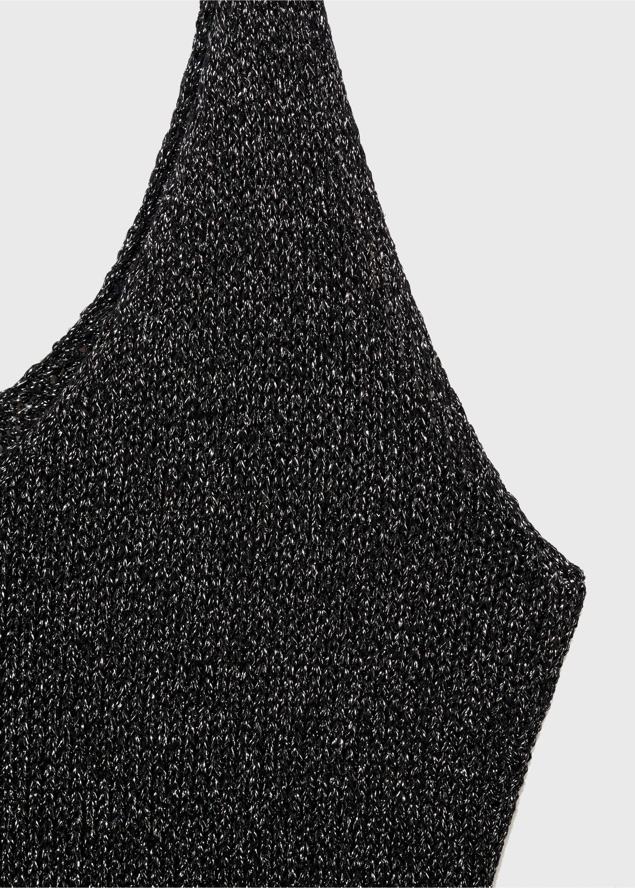 Lurex knitted dress - Details of the article 8, Black. Ref: 77030336-00.