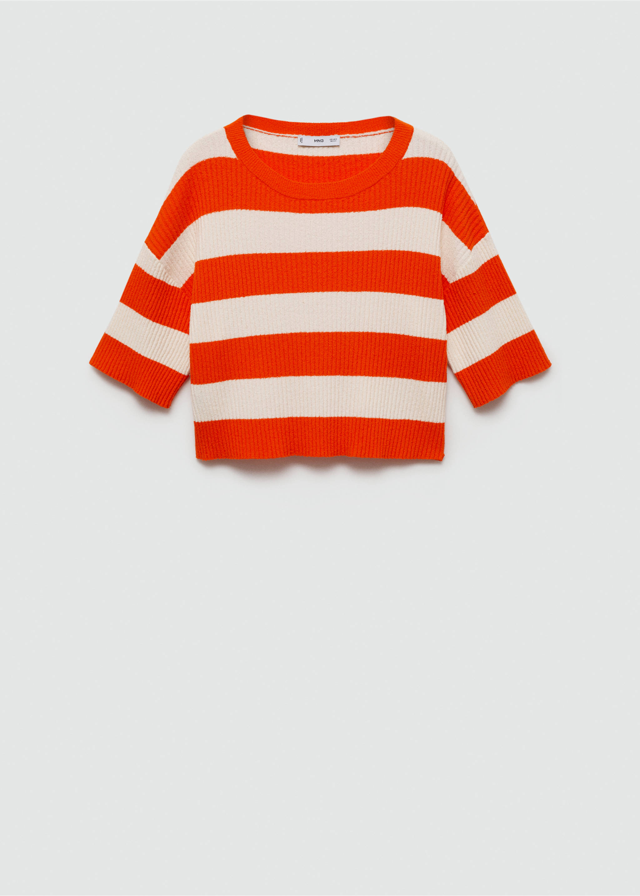 Randig ribbstickad tröja - Artikel utan modell, Orange. Ref: 77030344-00.