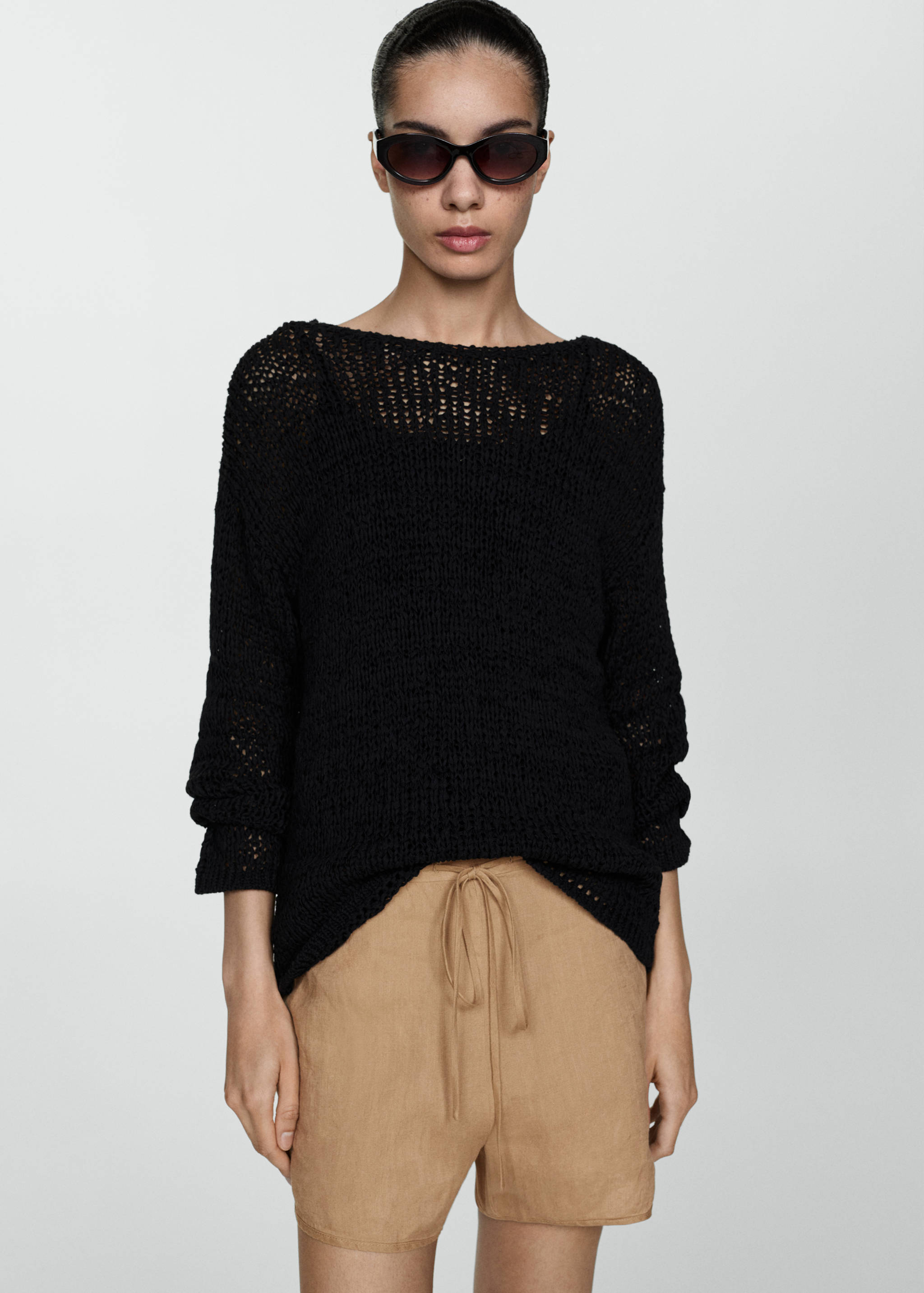 Straight-fit linen shorts - Details of the article 2