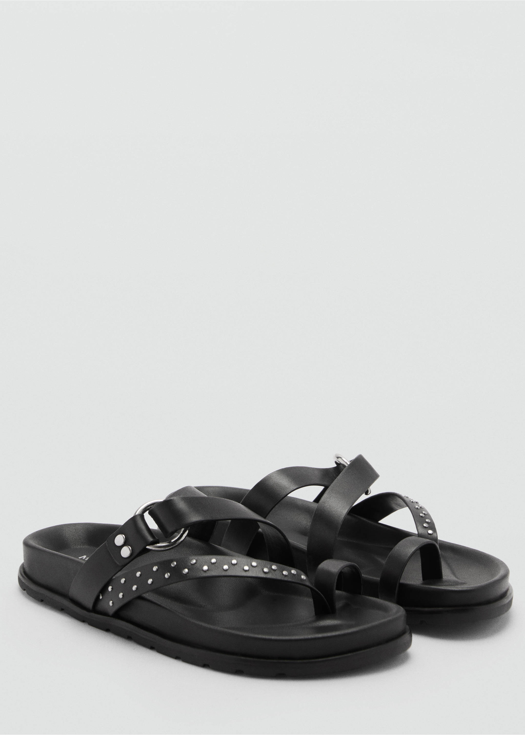 Leather straps sandals - Medium plane, Black. Ref: 77030357-00.