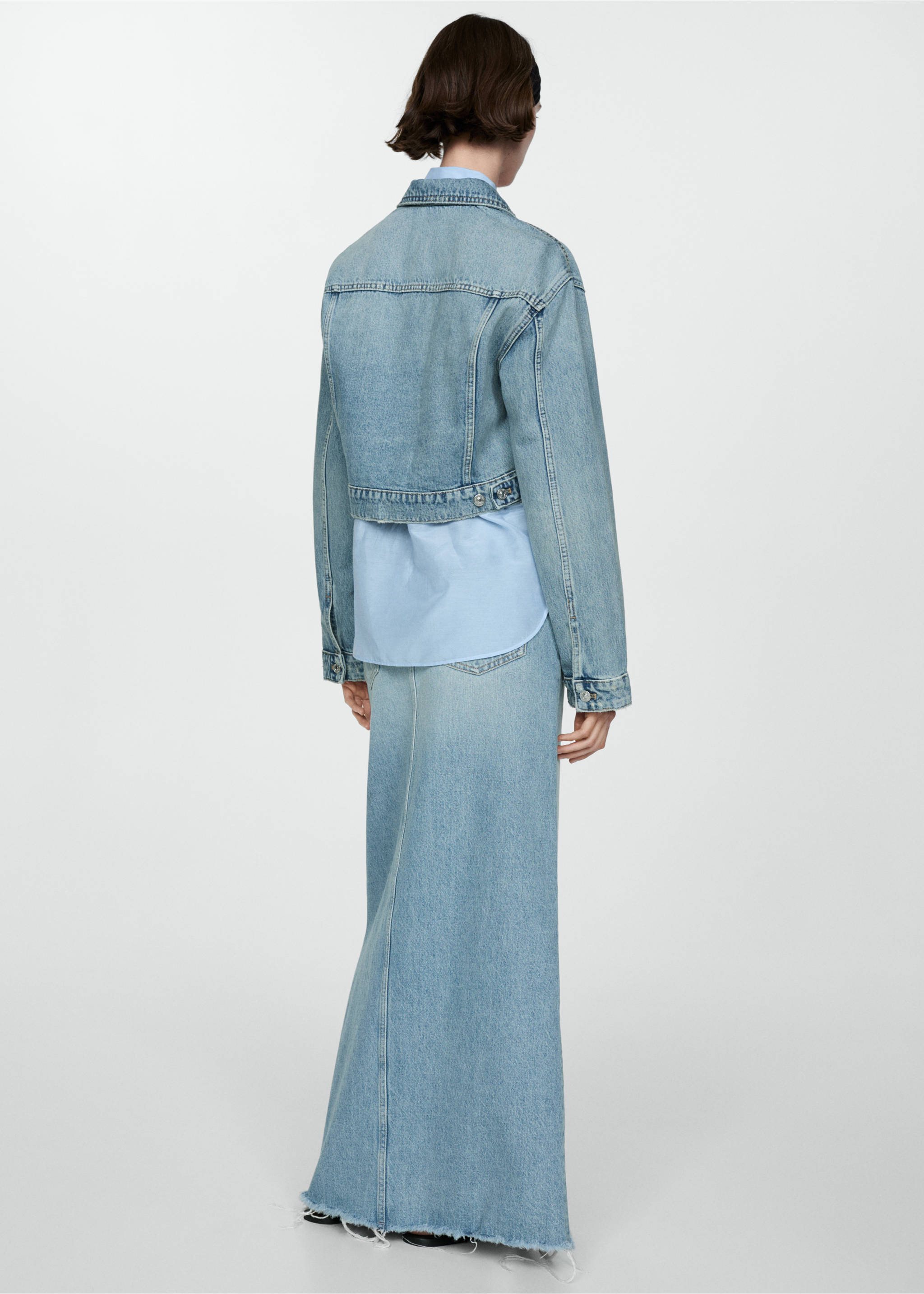 Blouson jean poches - Verso de l’article, Bleu moyen. Ref: 77030358-00.