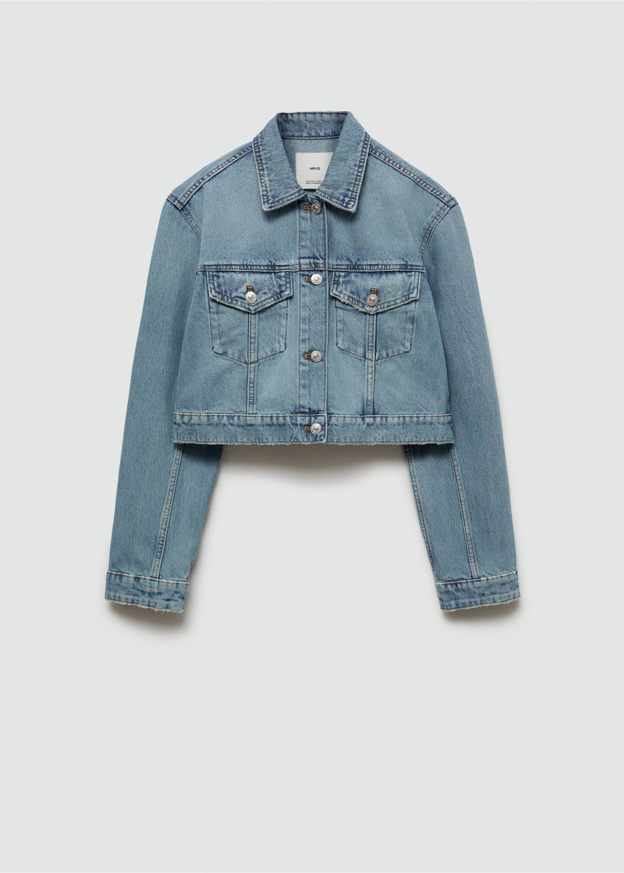 Blouson jean poches - Article sans modèle, Bleu moyen. Ref: 77030358-00.