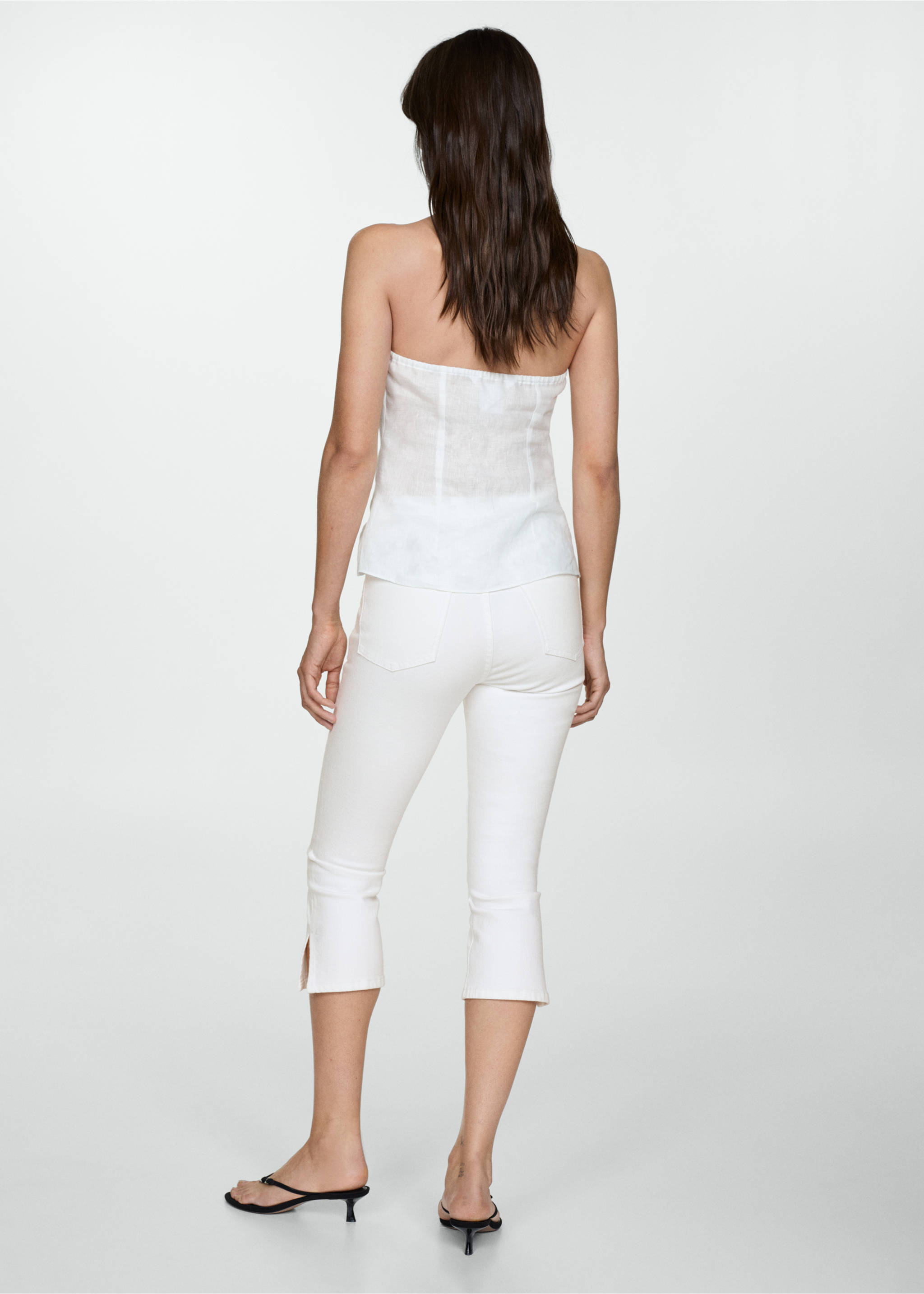 Side opening capri jeans - Reverse of the article, White. Ref: 77030383-00.