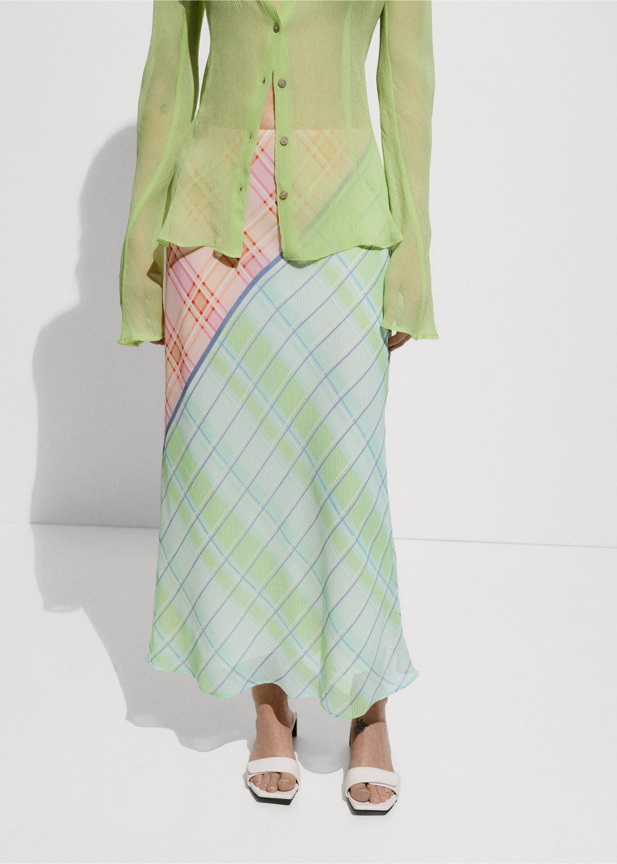 Printed long skirt - Medium plane, Blue. Ref: 77030384-00.