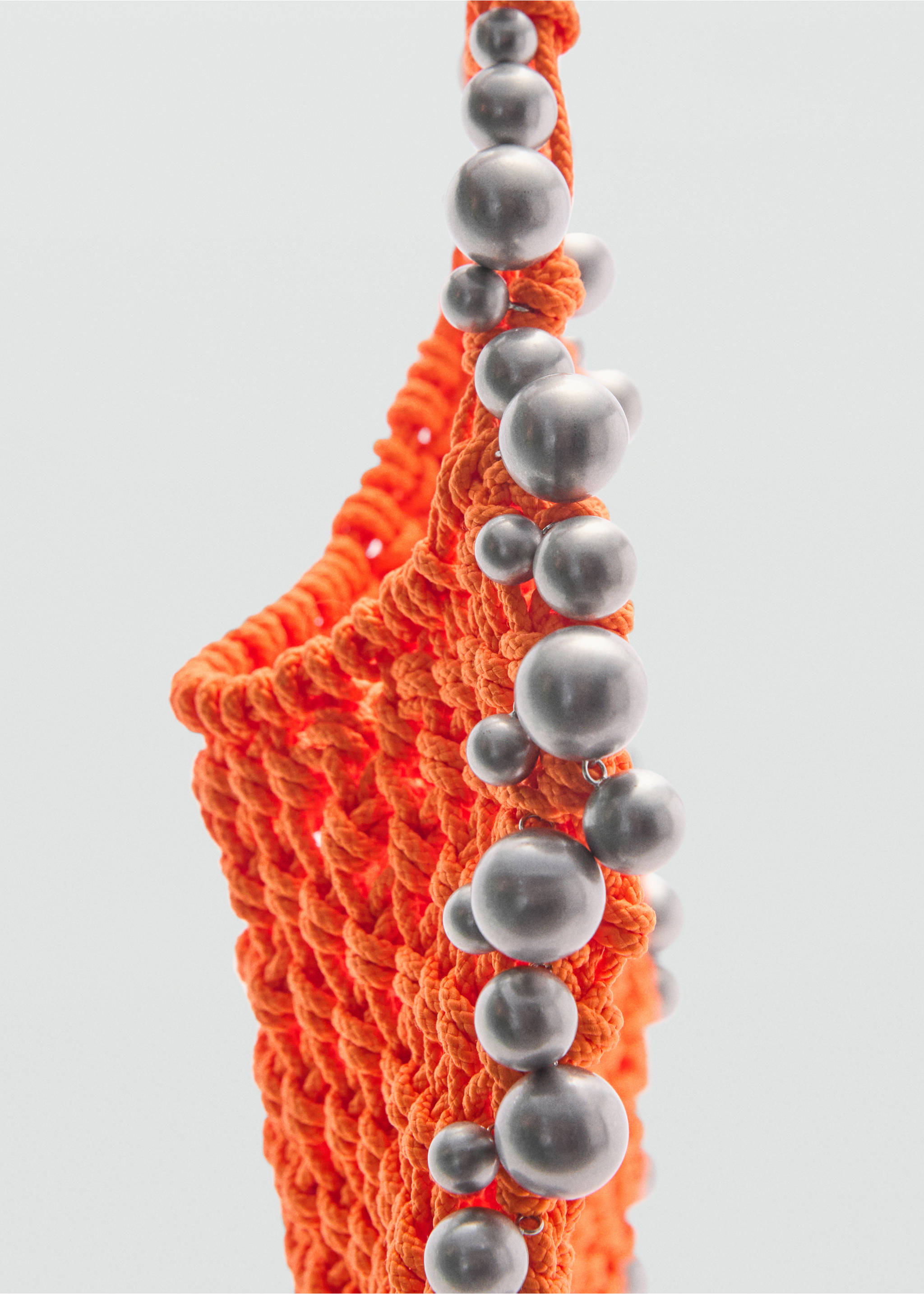 Beaded shopper bag - Details of the article 1, Orange. Ref: 77030387-00.