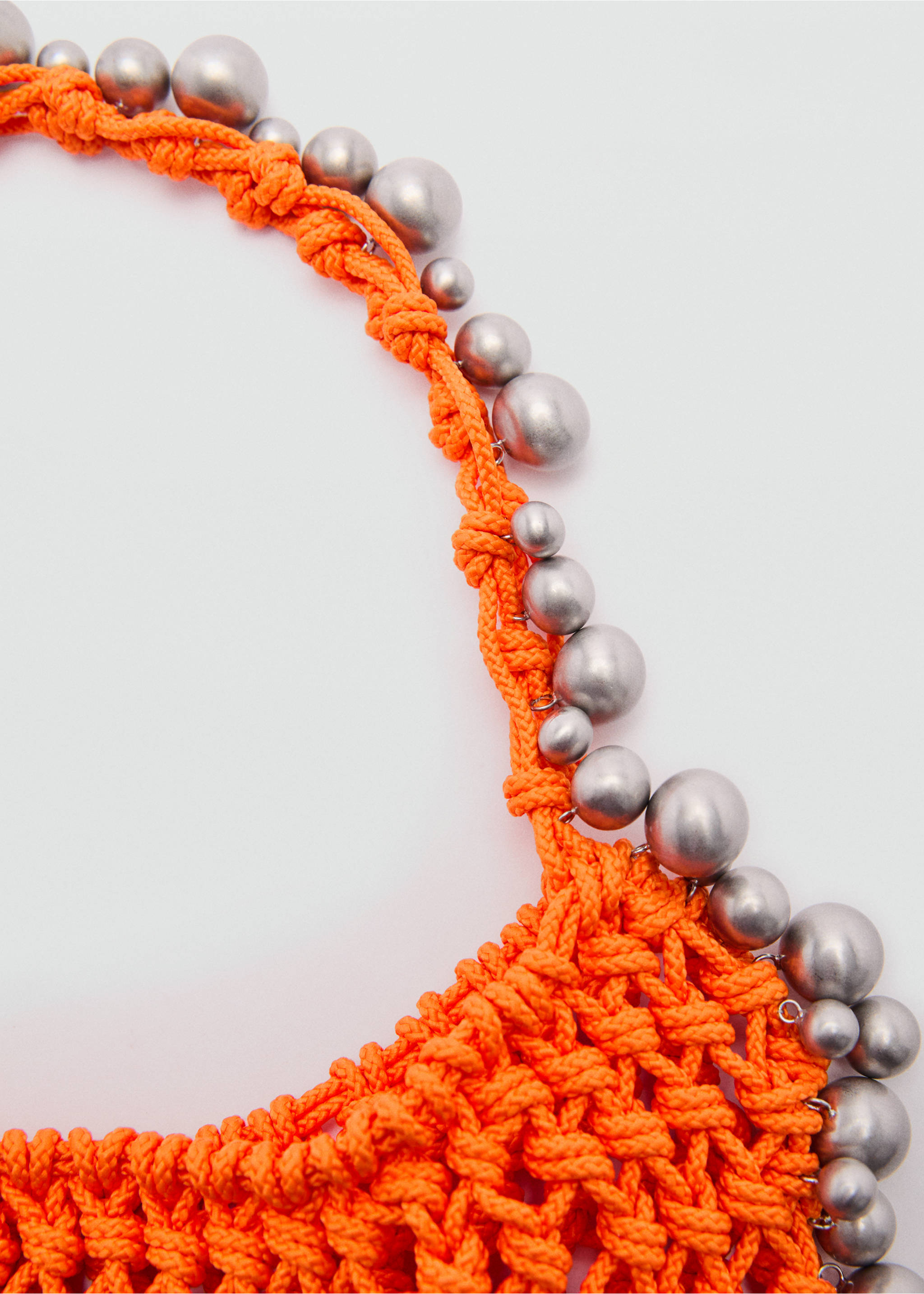 Beaded shopper bag - Details of the article 2, Orange. Ref: 77030387-00.