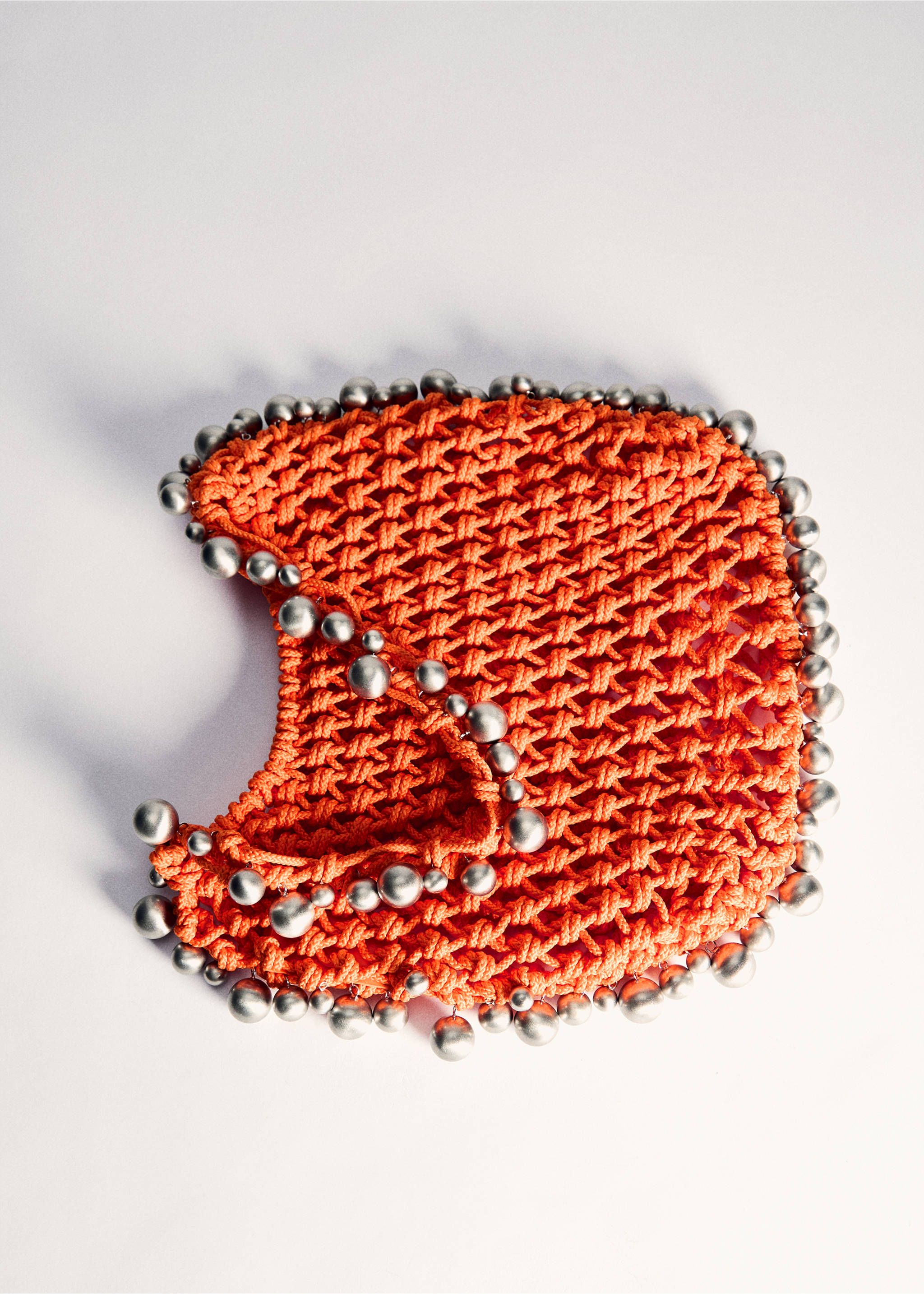 Beaded shopper bag - Details of the article 5, Orange. Ref: 77030387-00.