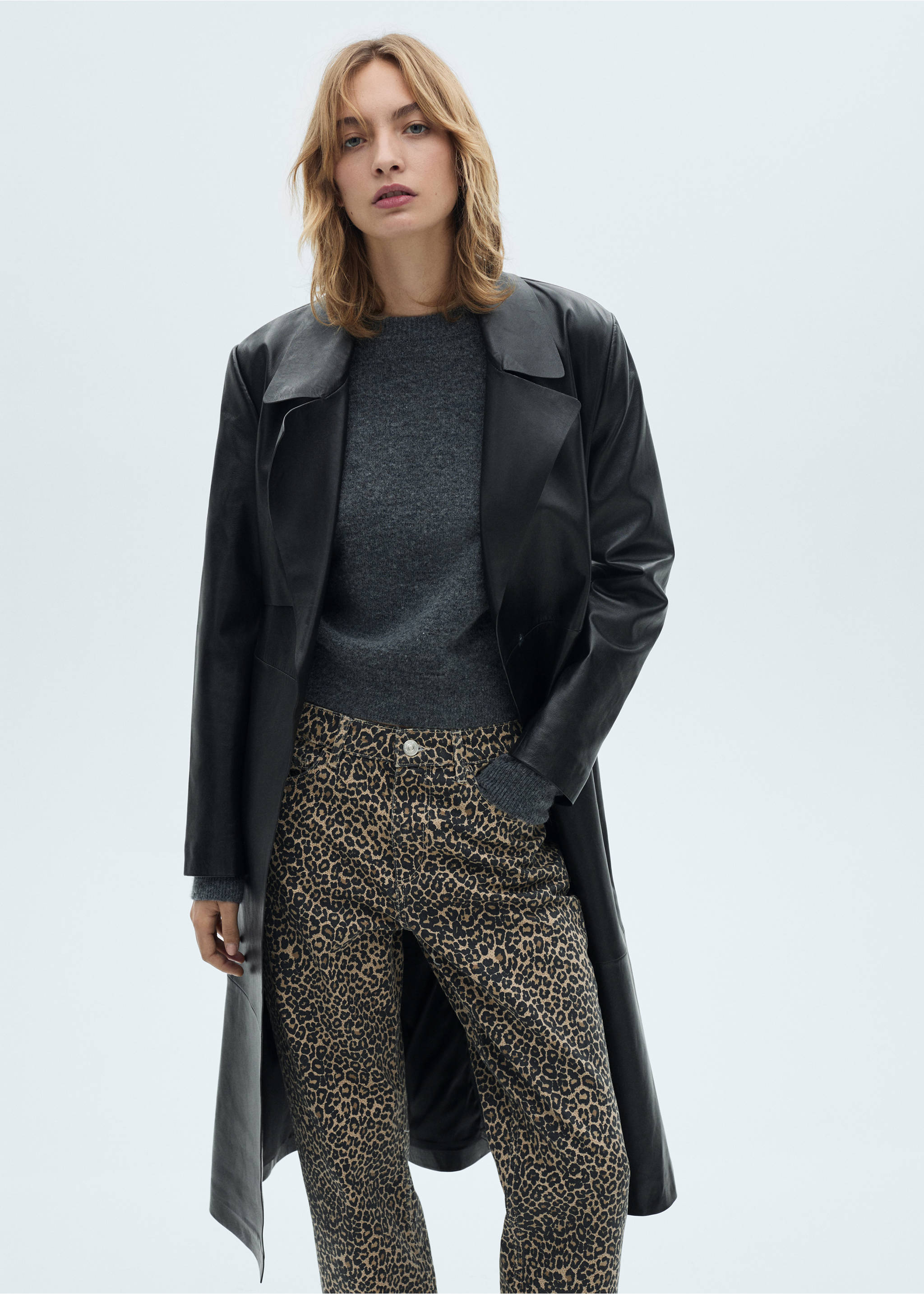 Egyenes fazonú leopárdmintás farmernadrág - A termék adatai 1, Barna. Ref: 77030388-00.