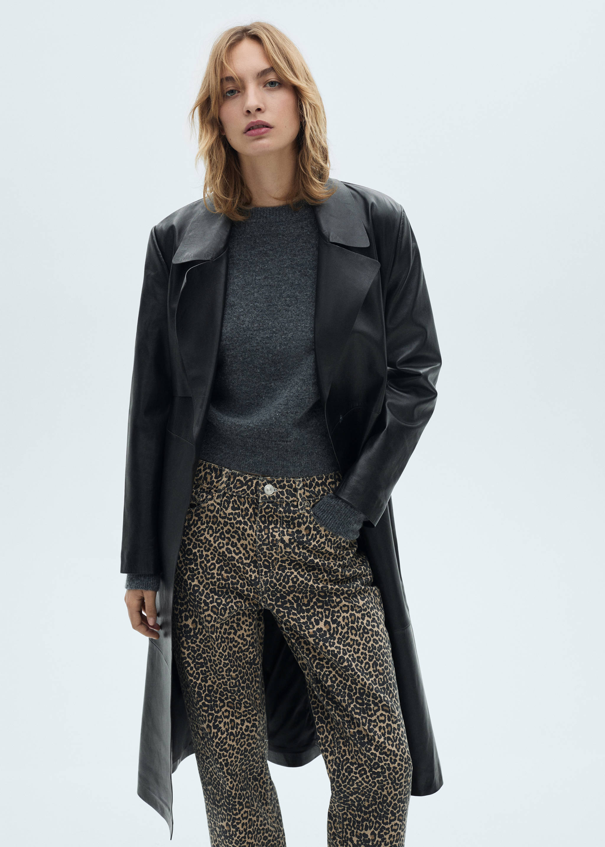 Egyenes fazonú leopárdmintás farmernadrág - A termék adatai 1