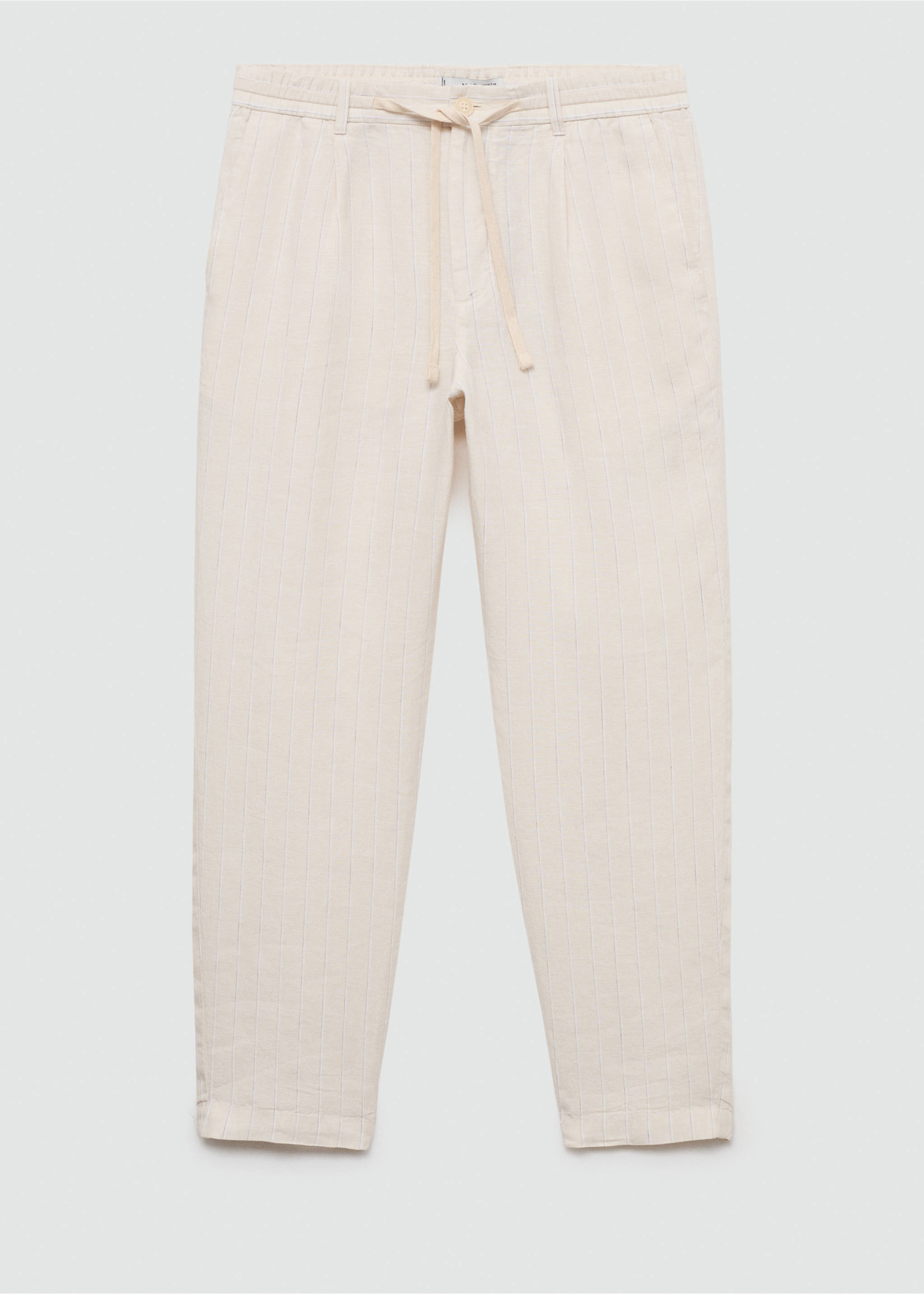 100% linen striped trousers with drawstring - Article without model, Off White. Ref: 77030564-00.