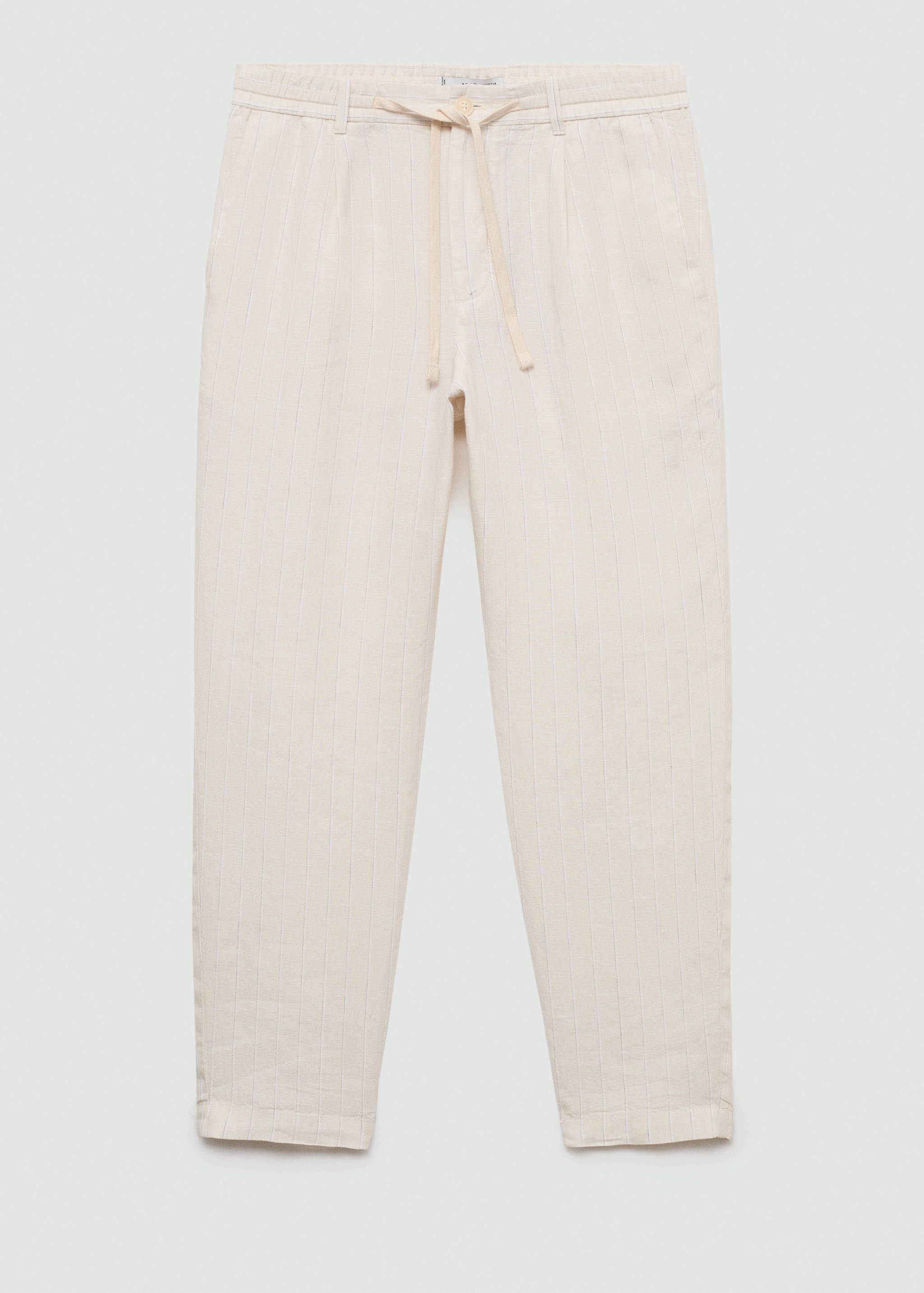 100% linen striped trousers with drawstring - Article without model
