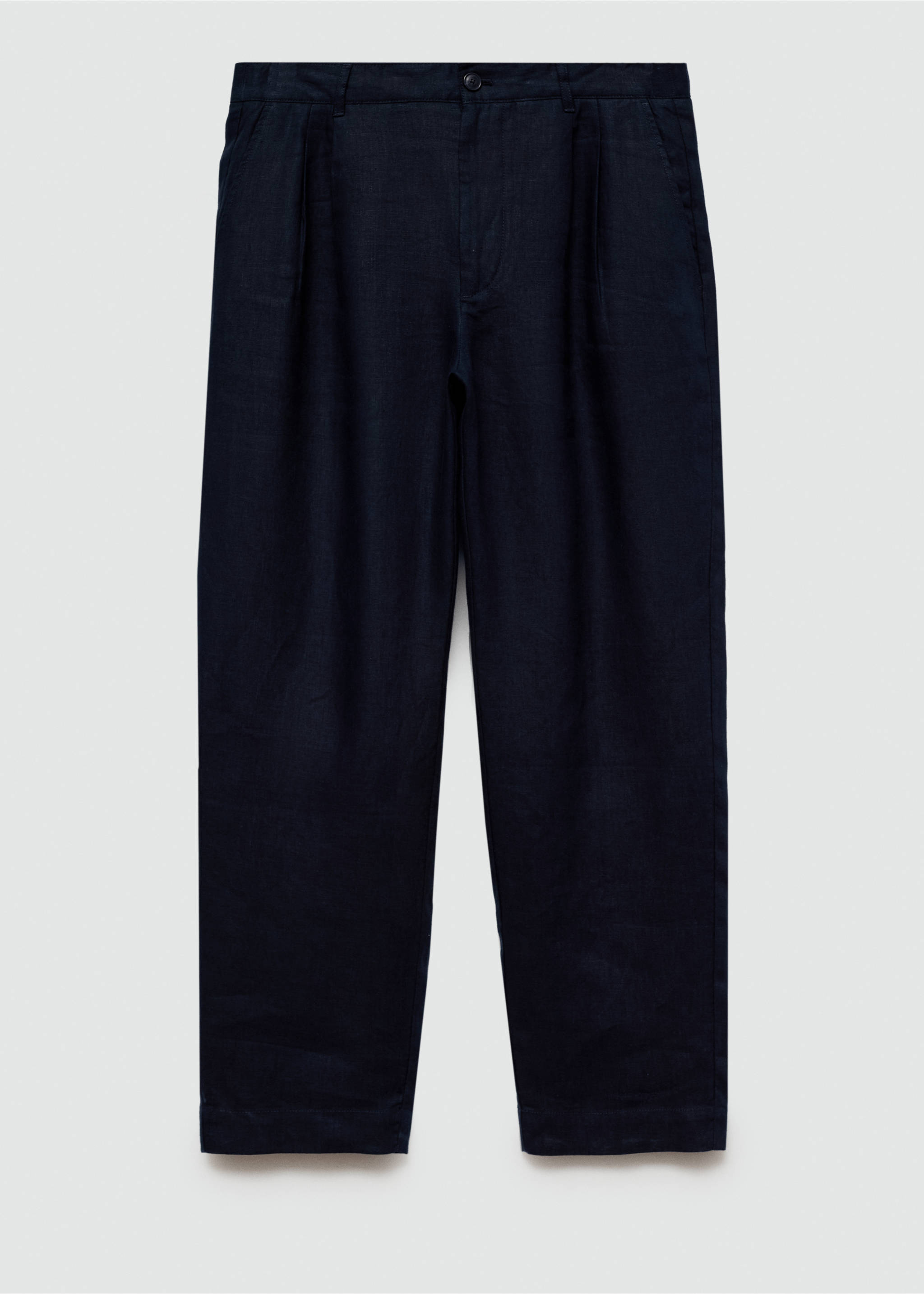 Relaxed-fit 100% linen trousers - Article without model, Dark Navy. Ref: 77030565-00.