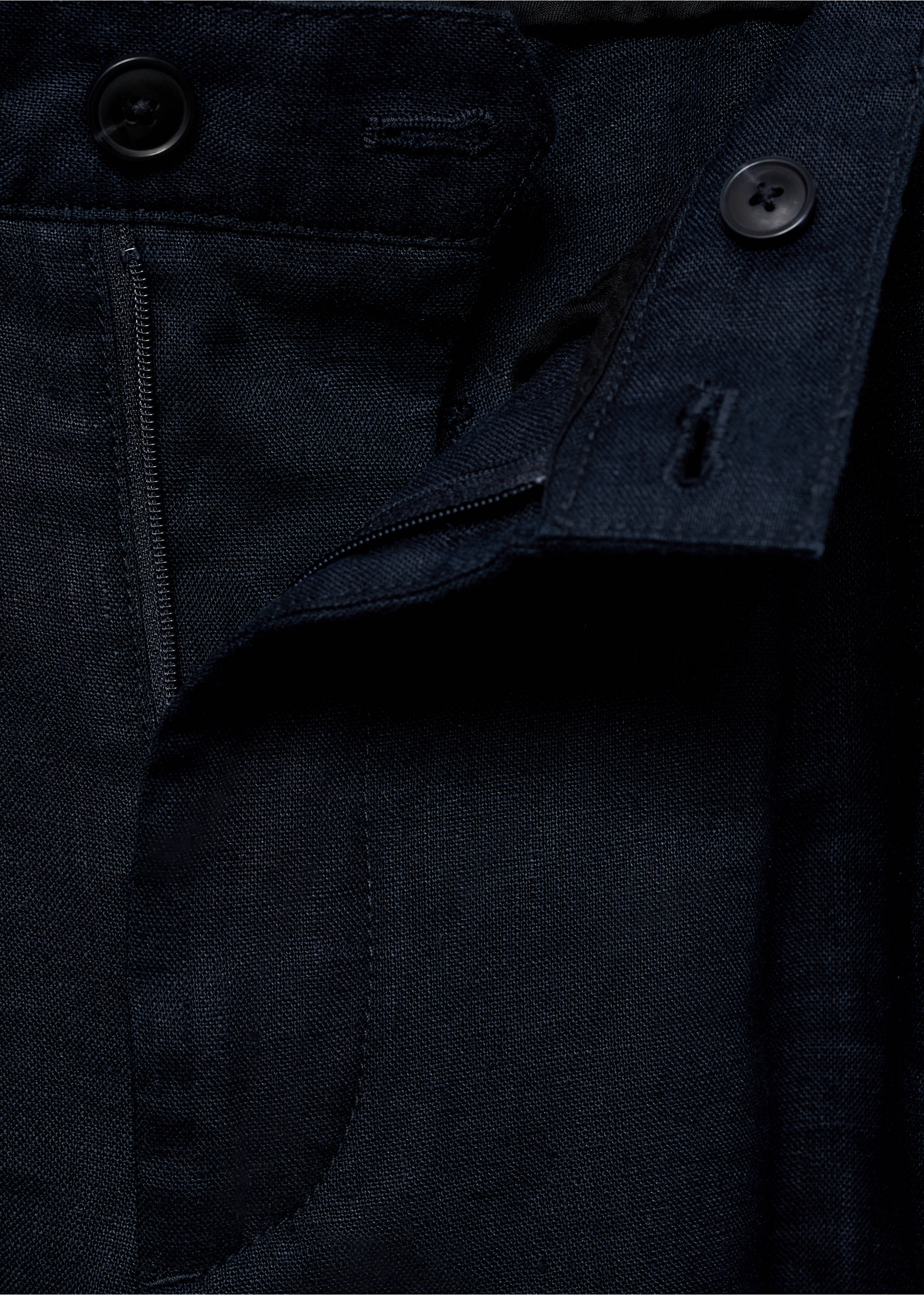 Relaxed-fit 100% linen trousers - Details of the article 0, Dark Navy. Ref: 77030565-00.