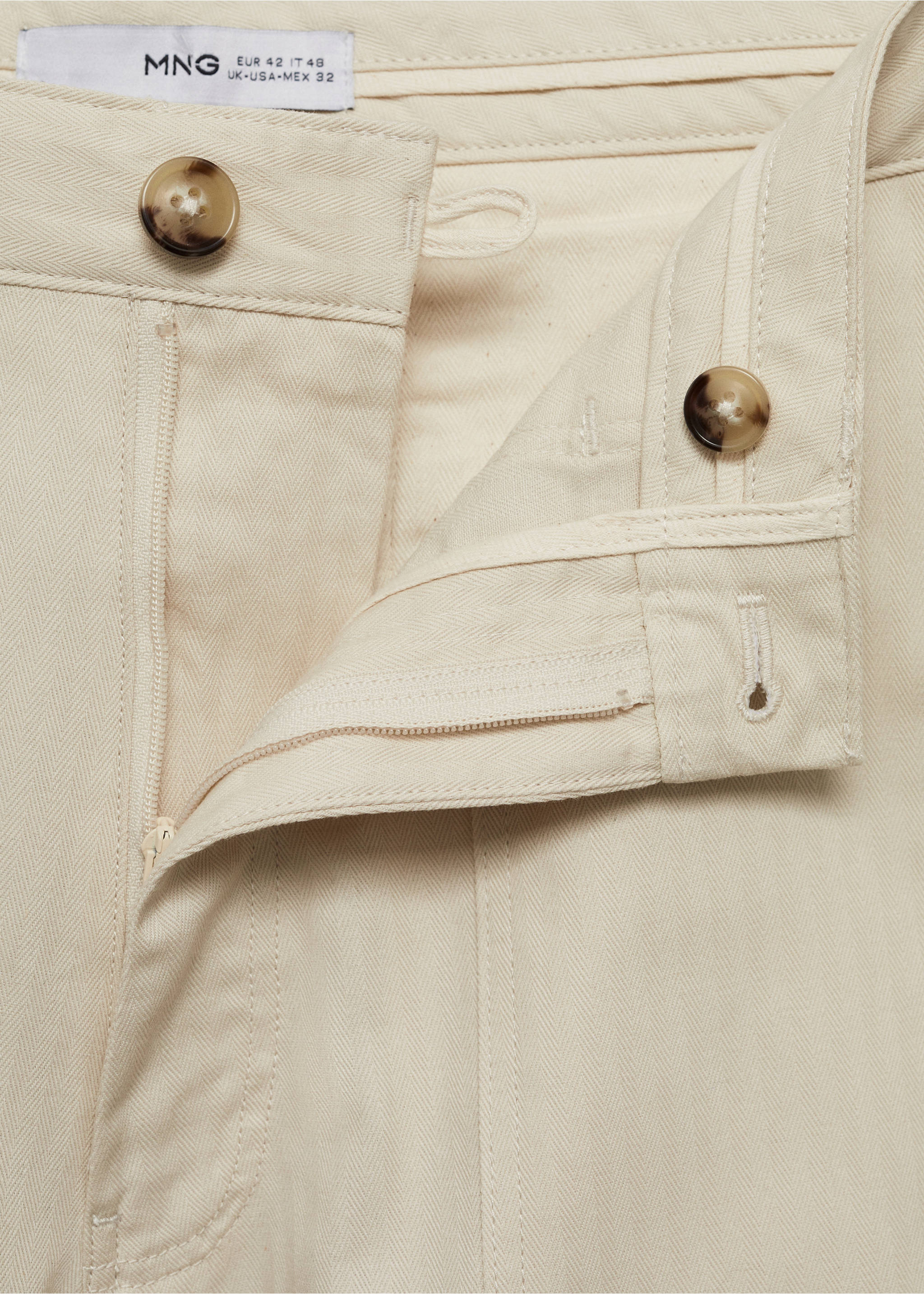 Halszálkamintás bermuda nadrág 100% pamutból - A termék adatai 0, Ekrü. Ref: 77030568-00.