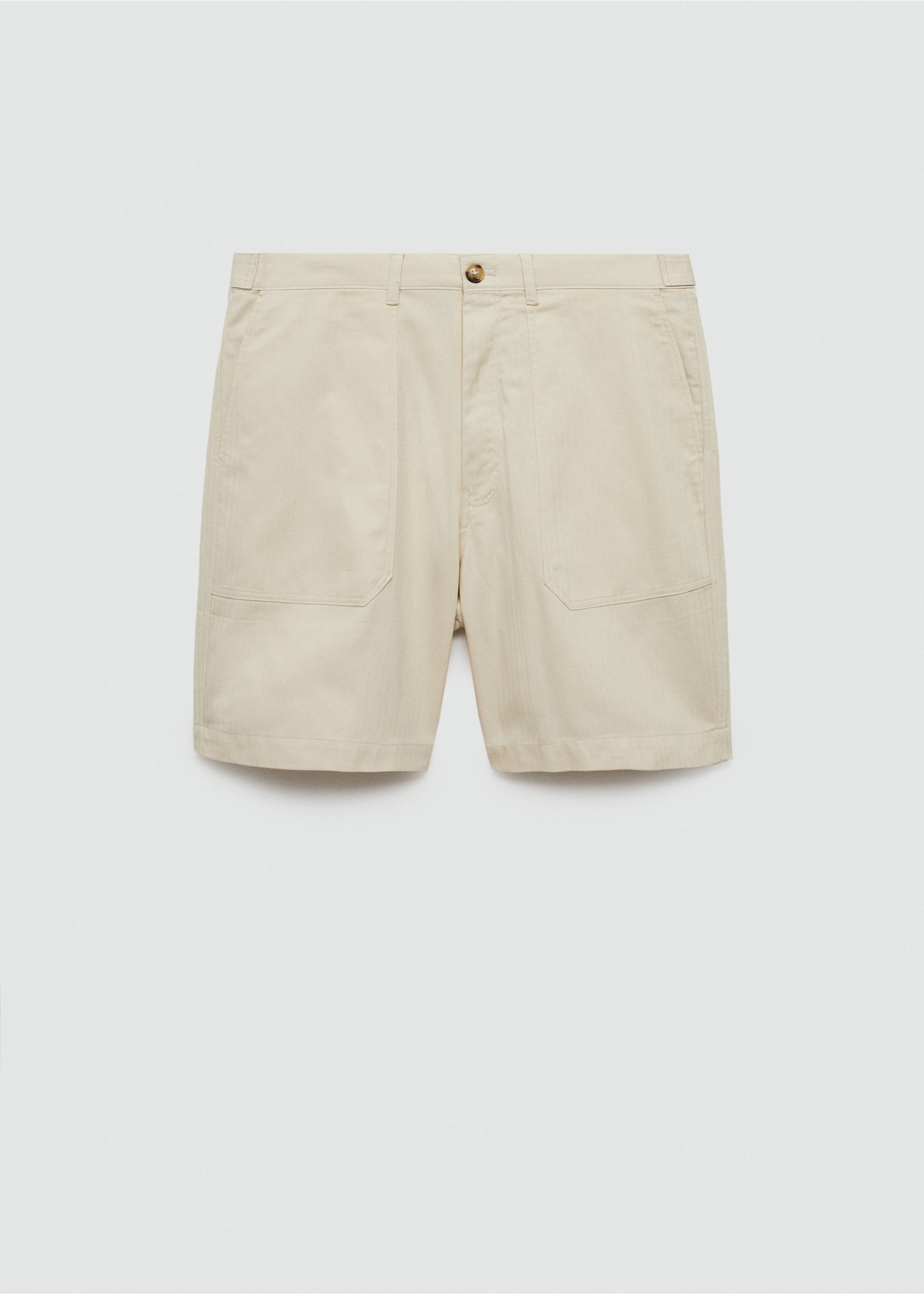 100% herringbone cotton bermuda shorts - Article without model, Ecru. Ref: 77030568-00.