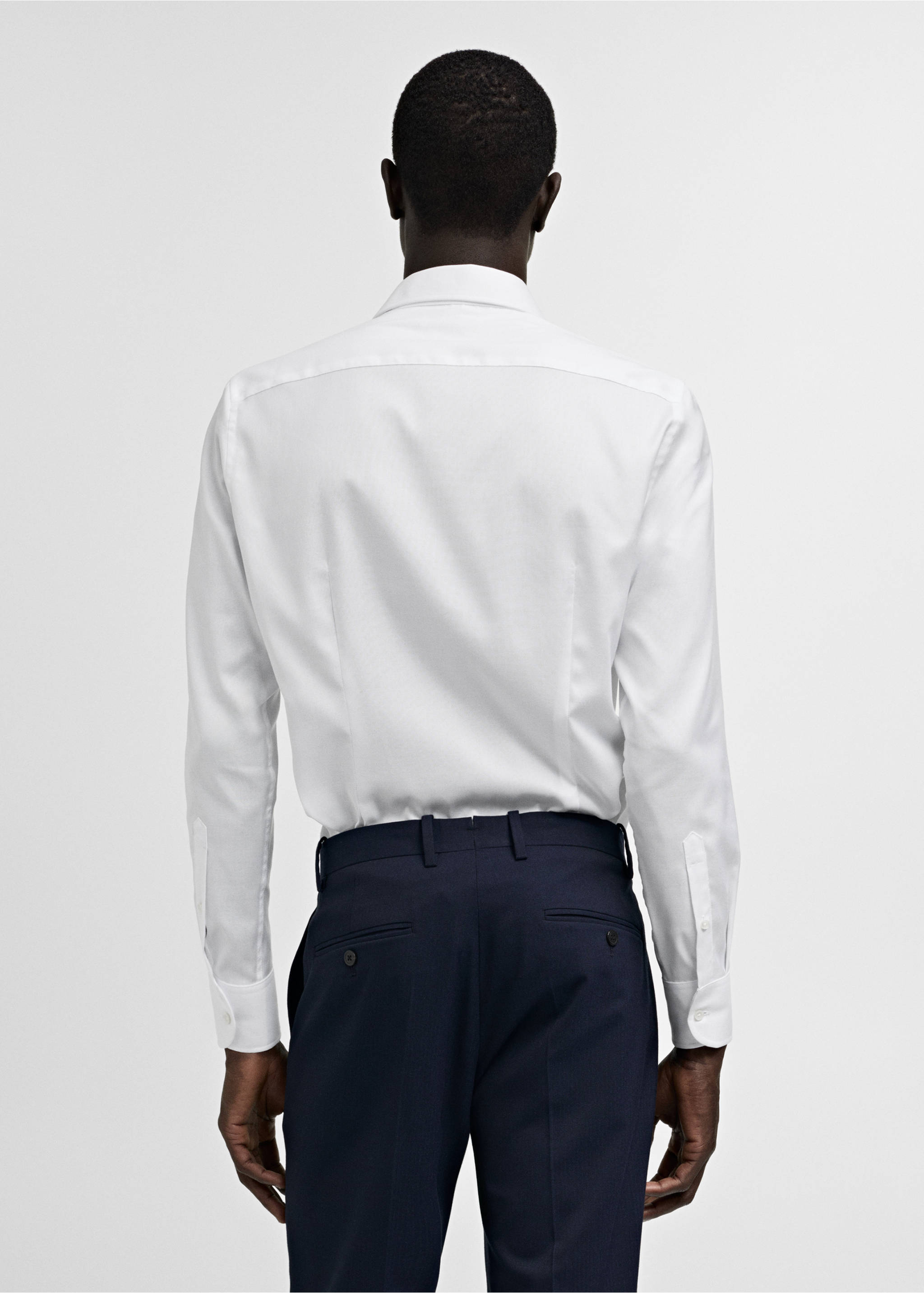 Slim-fit textured cotton suit shirt - Reverse of the article, White. Ref: 77030573-00.