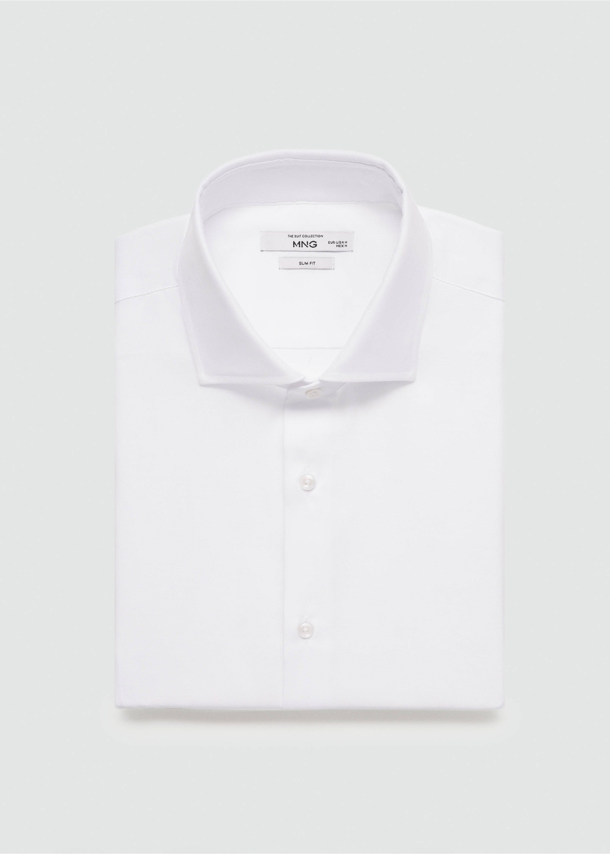 Penskjorte med struktur i bomull, slim-fit - Artikkeldetalj 8, Hvit. Ref: 77030573-00.