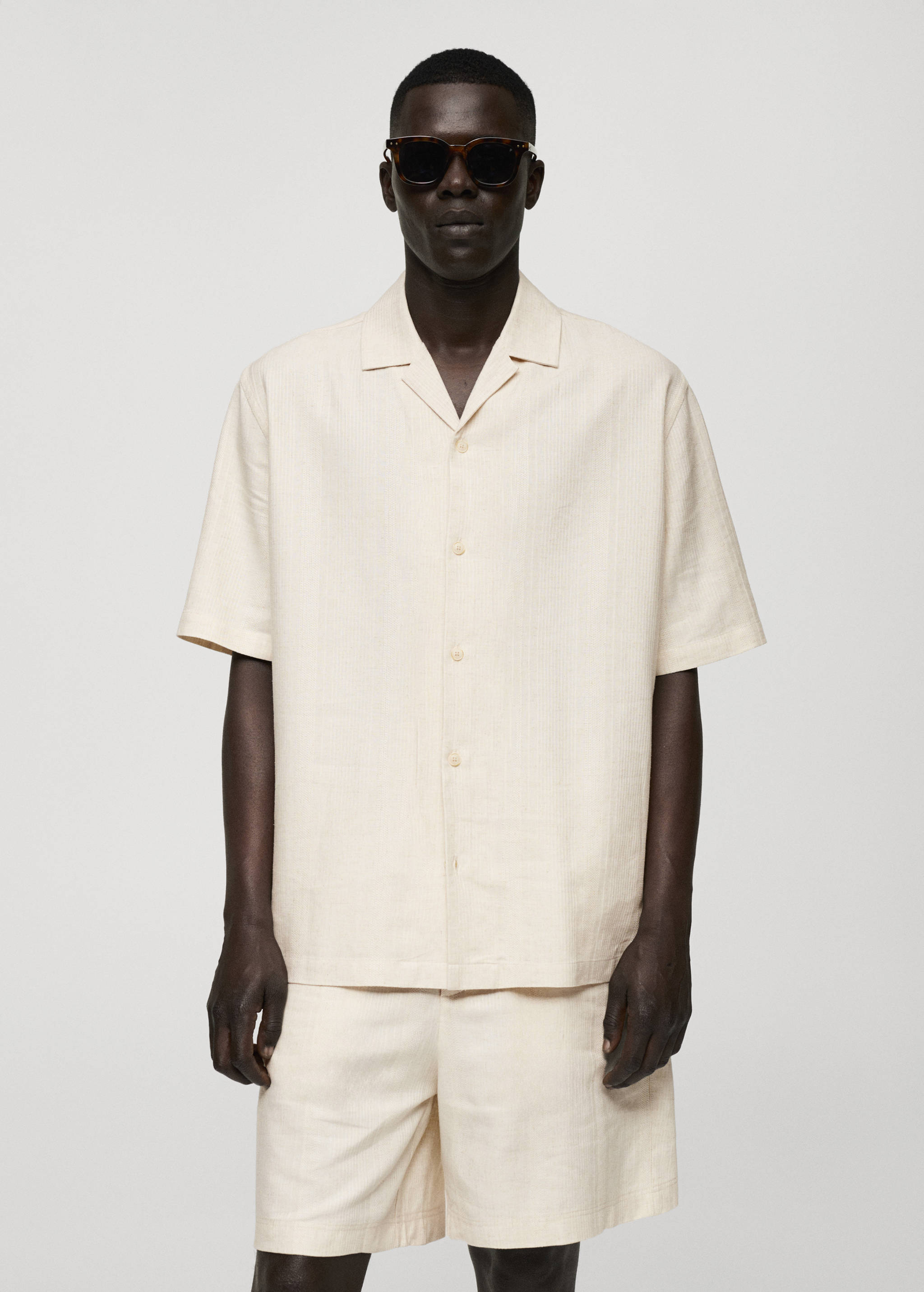 Relaxed-fit linen-blend shirt - Medium plane