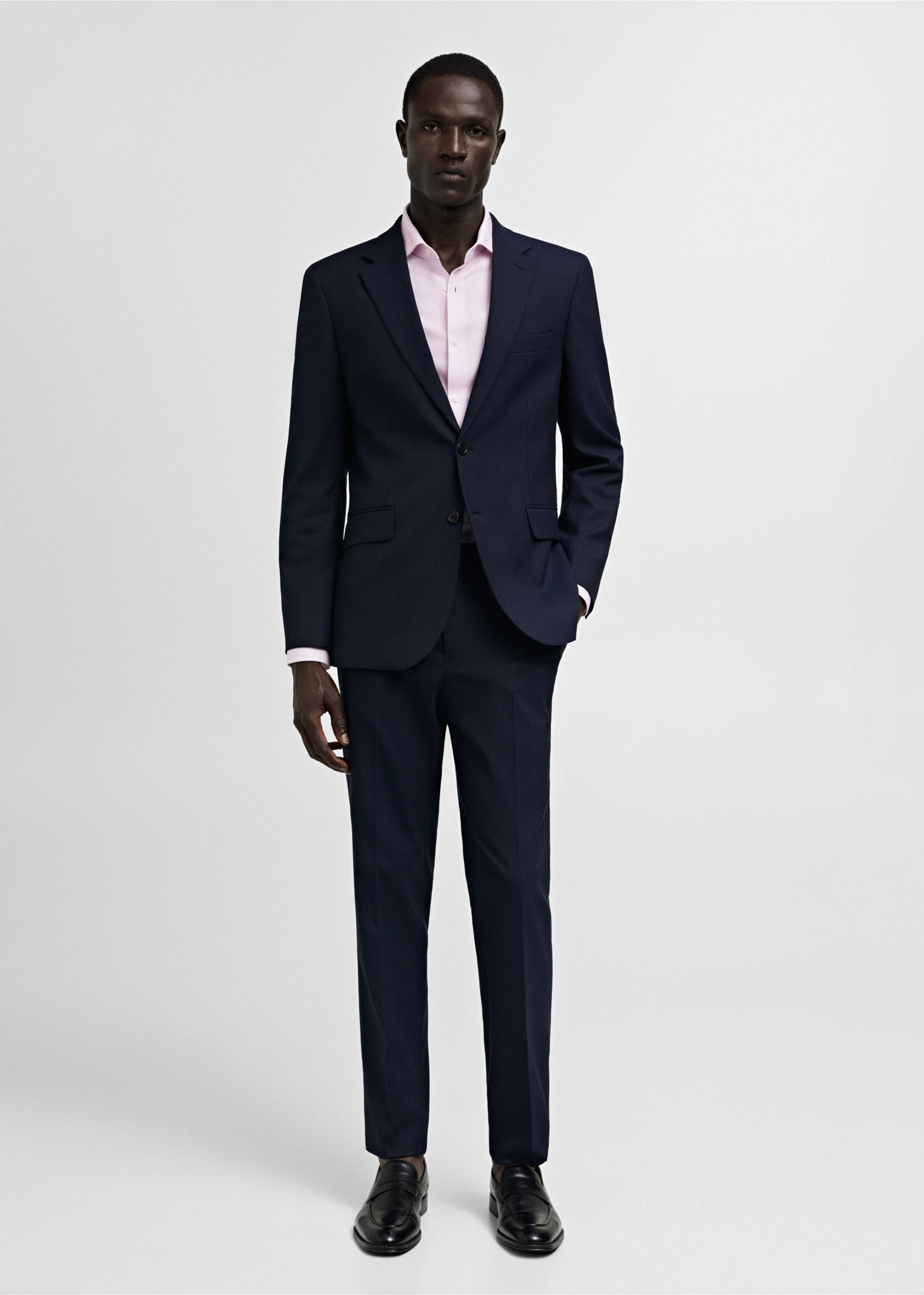 Slim-fit micro-stripe twill suit shirt - General plane, Light Pink. Ref: 77030575-00.