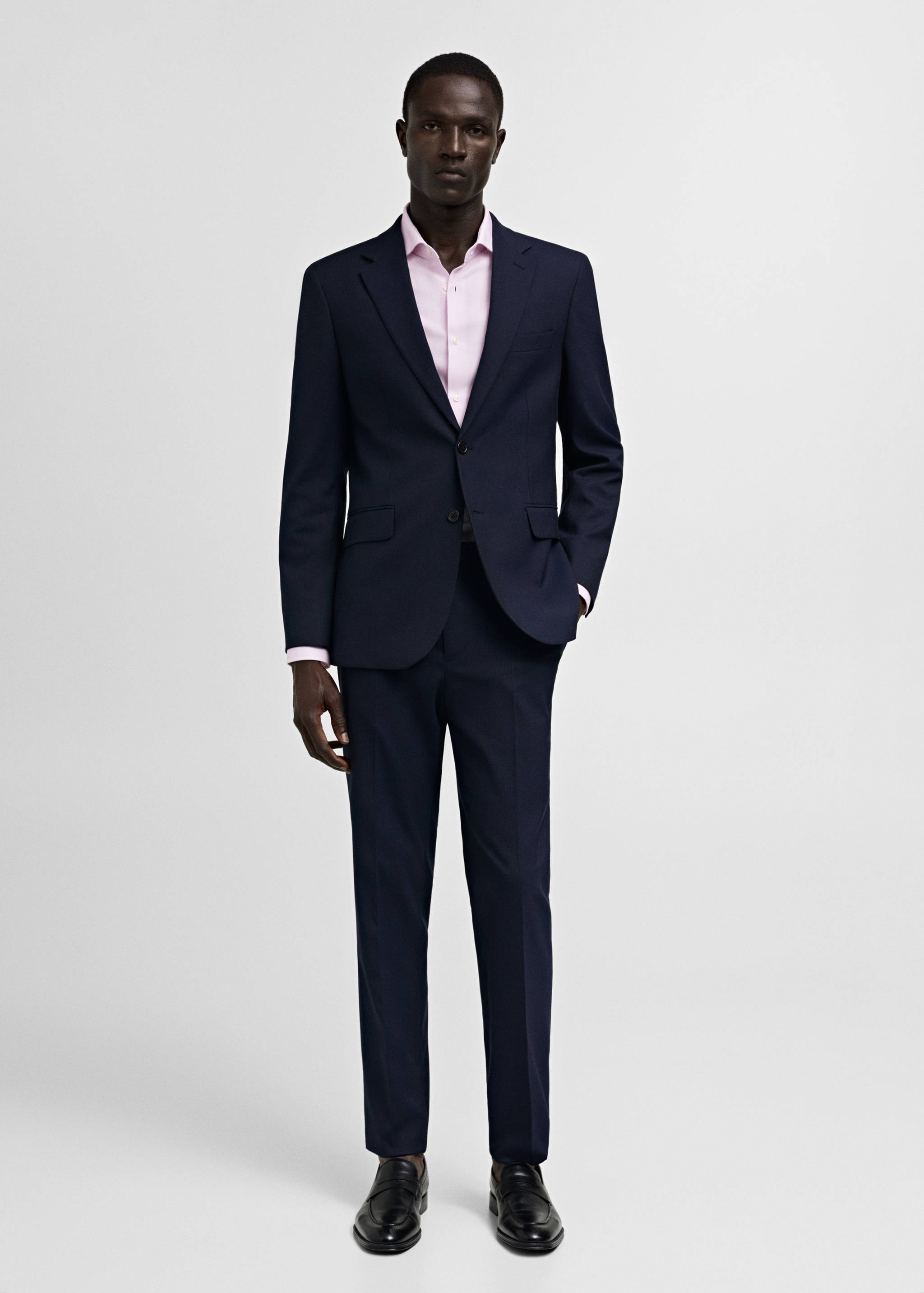 Slim-fit micro-stripe twill suit shirt - General plane