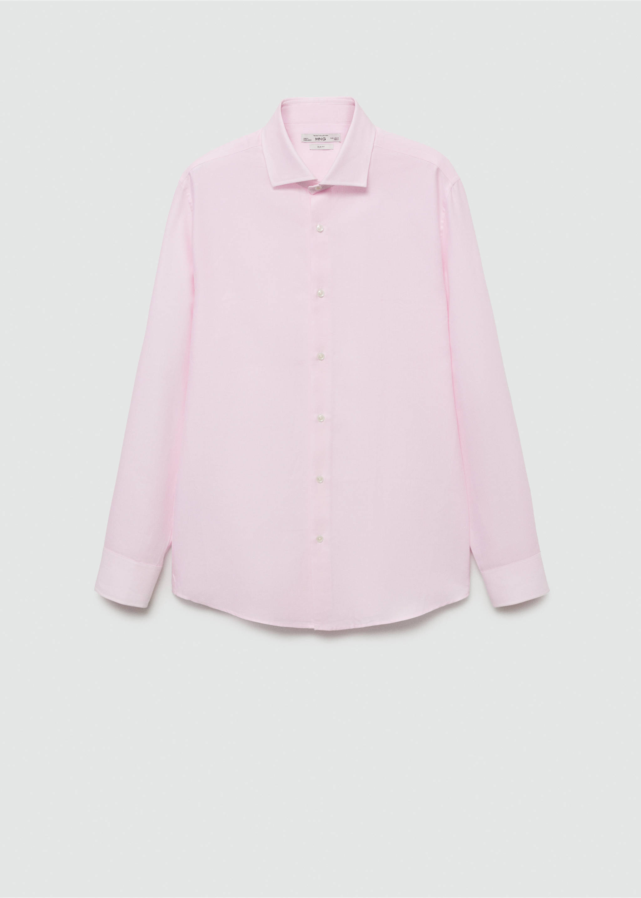 Slim-fit micro-stripe twill suit shirt - Article without model, Light Pink. Ref: 77030575-00.