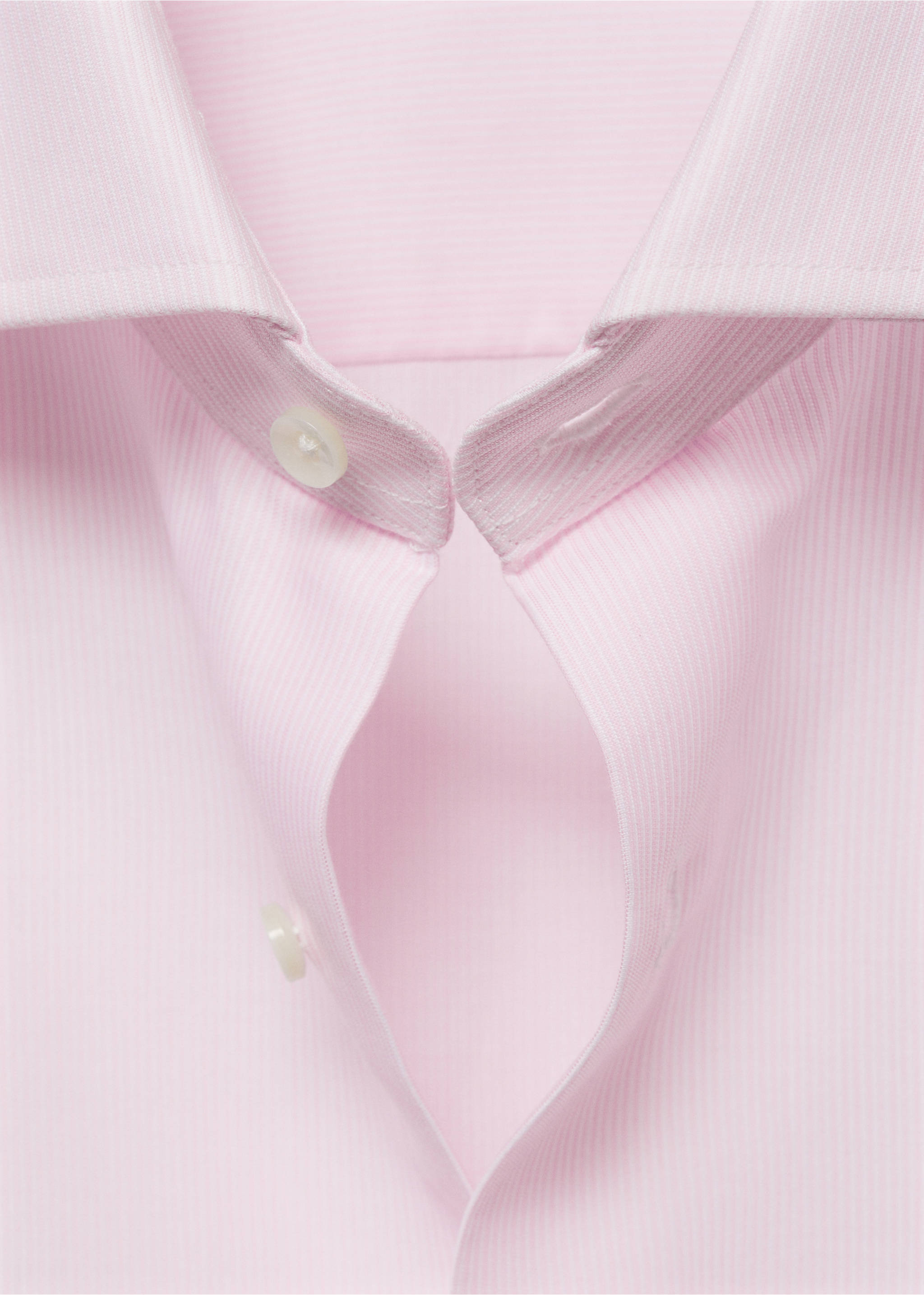 Slim-fit micro-stripe twill suit shirt - Reverse of the article, Light Pink. Ref: 77030575-00.