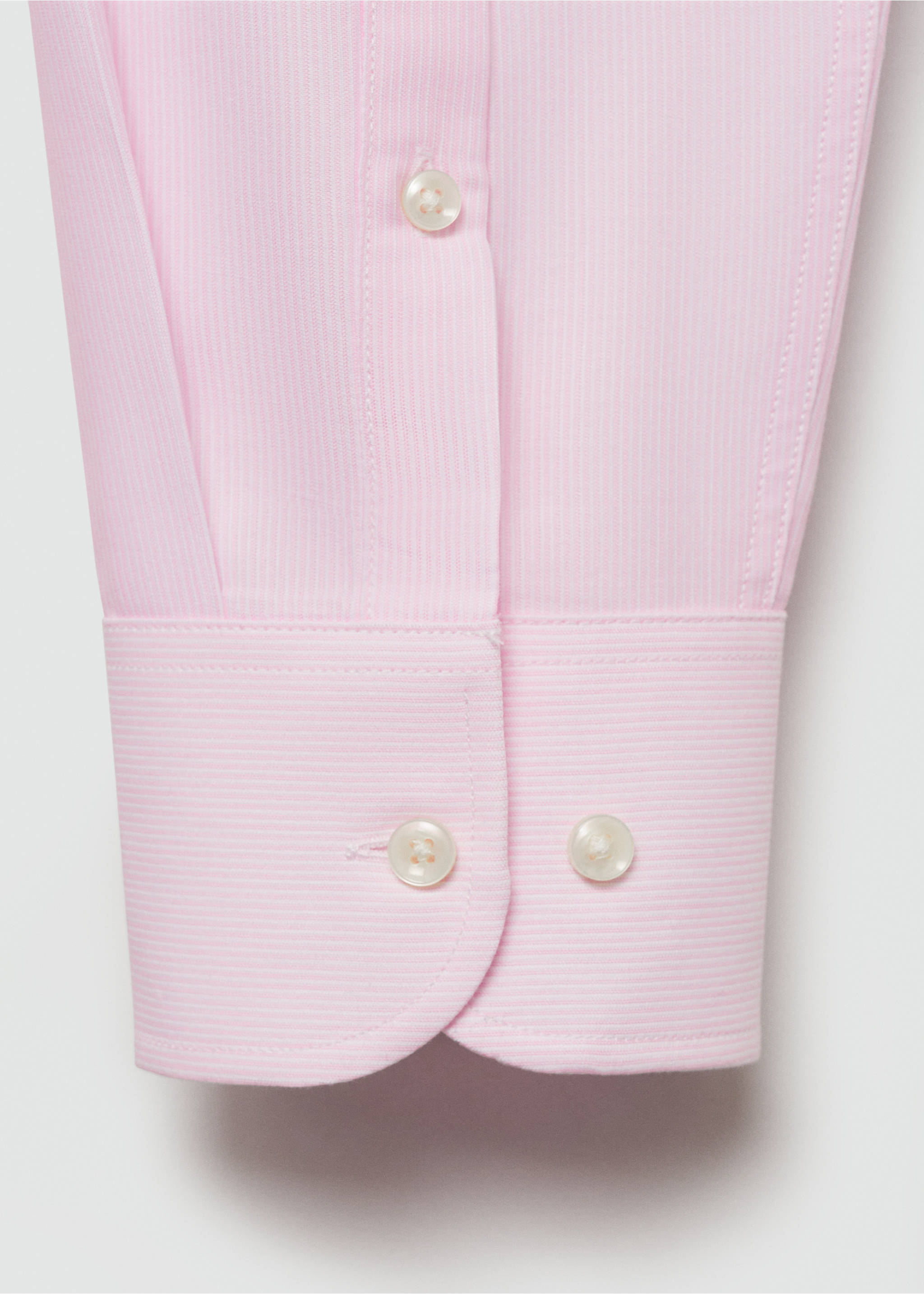 Slim-fit micro-stripe twill suit shirt - Details of the article 0, Light Pink. Ref: 77030575-00.
