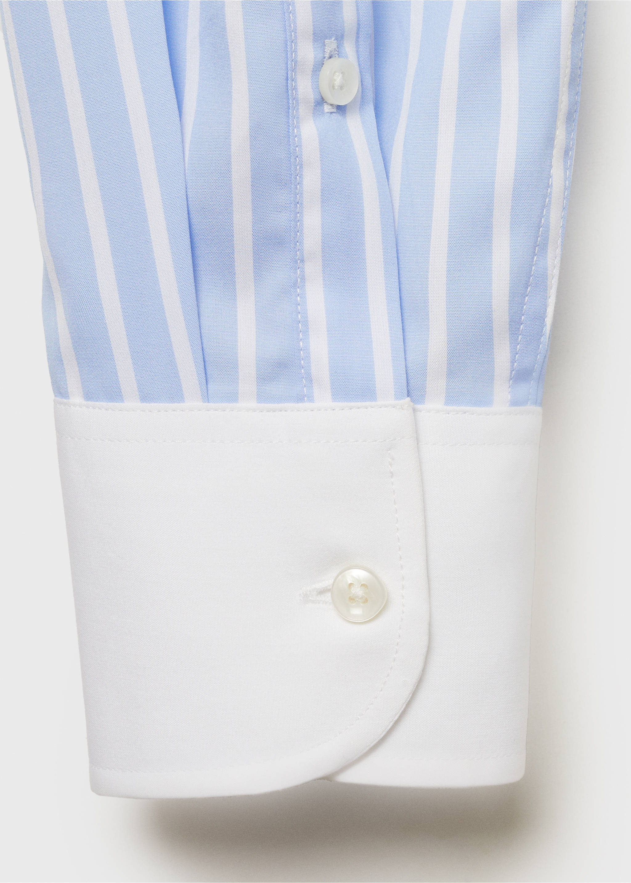 Striped-print slim-fit suit shirt - Details of the article 0, Sky Blue. Ref: 77030576-00.