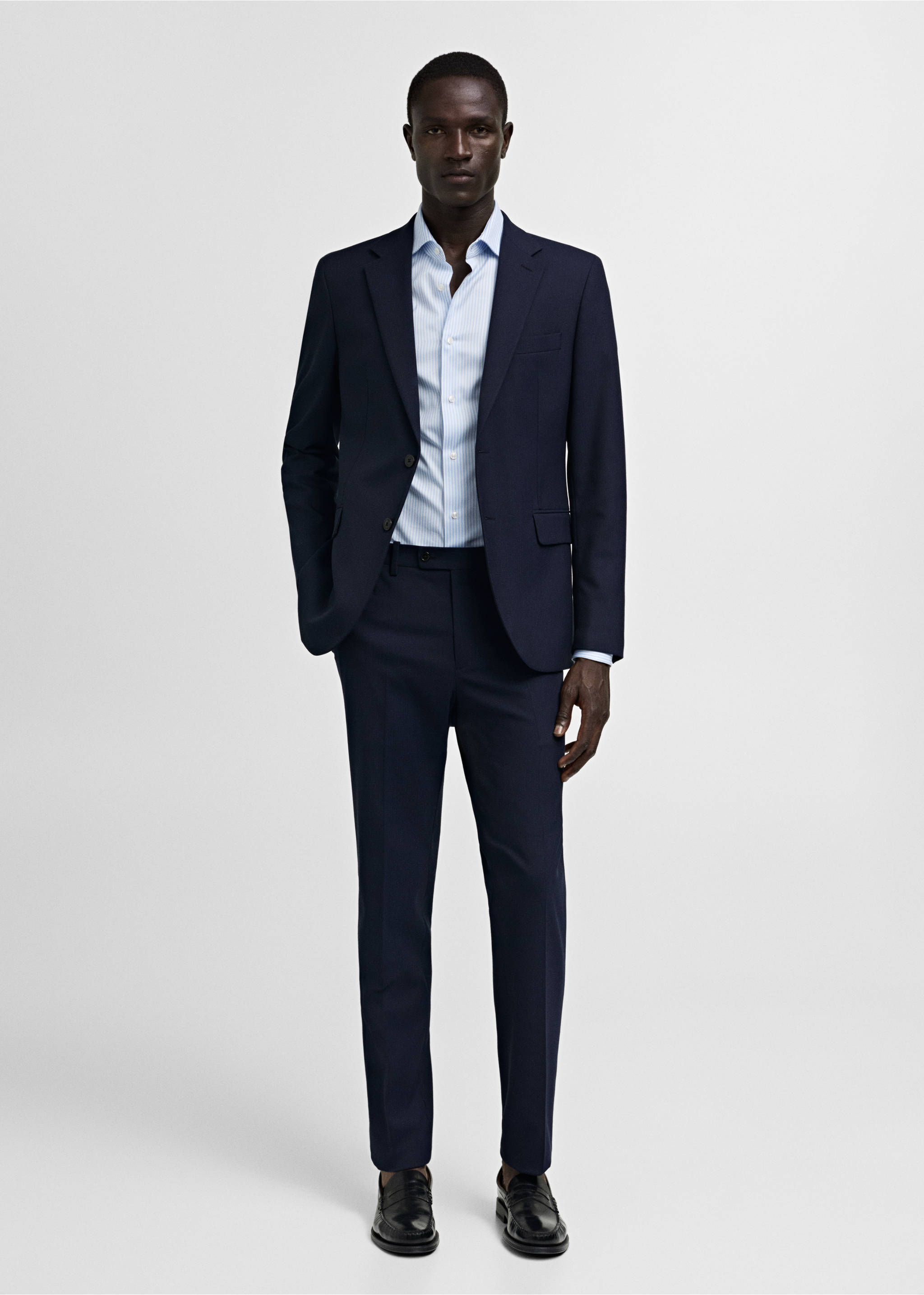 Gestreiftes Regular Fit-Anzughemd aus Baumwolle - Allgemeine Ansicht, Weiß. Ref: 77030577-00.