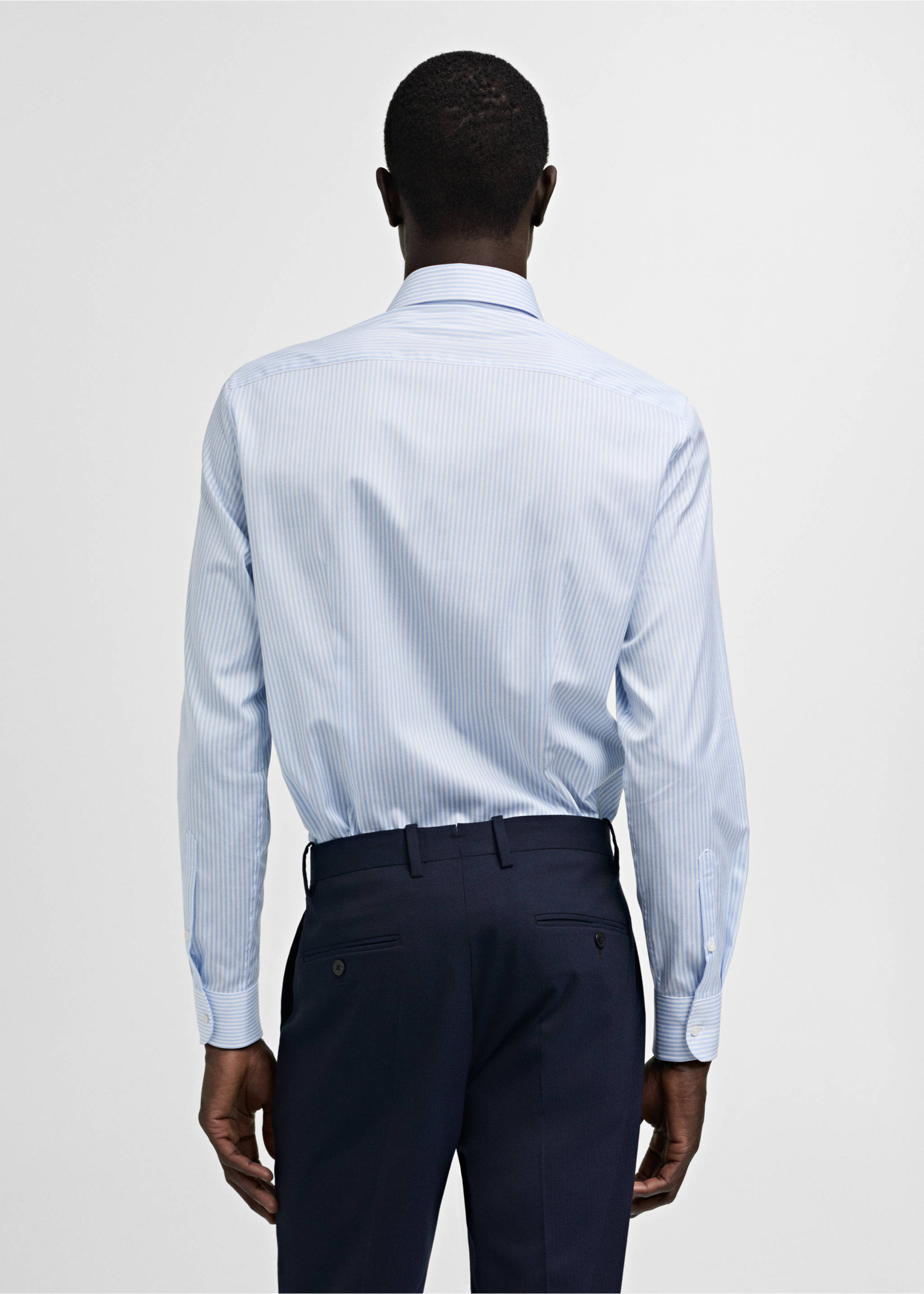 Regular-fit cotton striped suit shirt - Reverse of the article, White. Ref: 77030577-00.