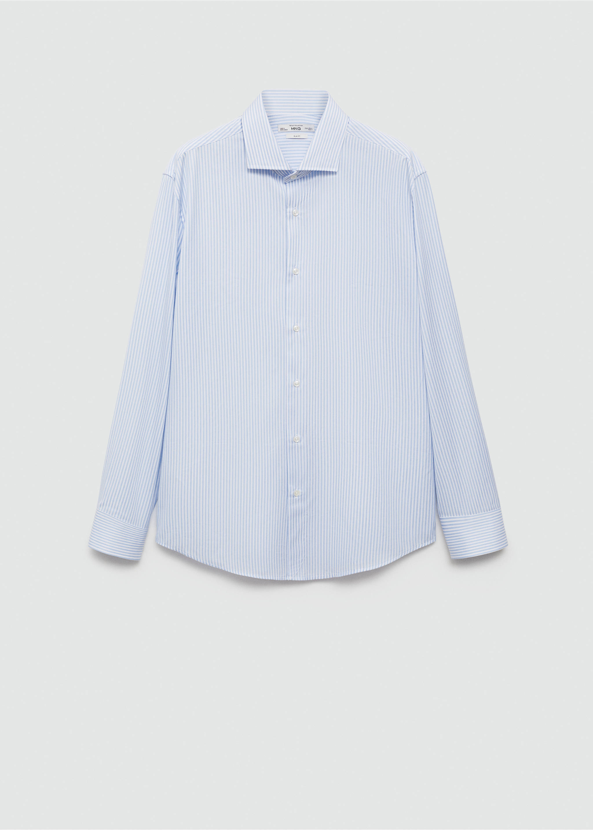 Regular-fit cotton striped suit shirt - Article without model, White. Ref: 77030577-00.