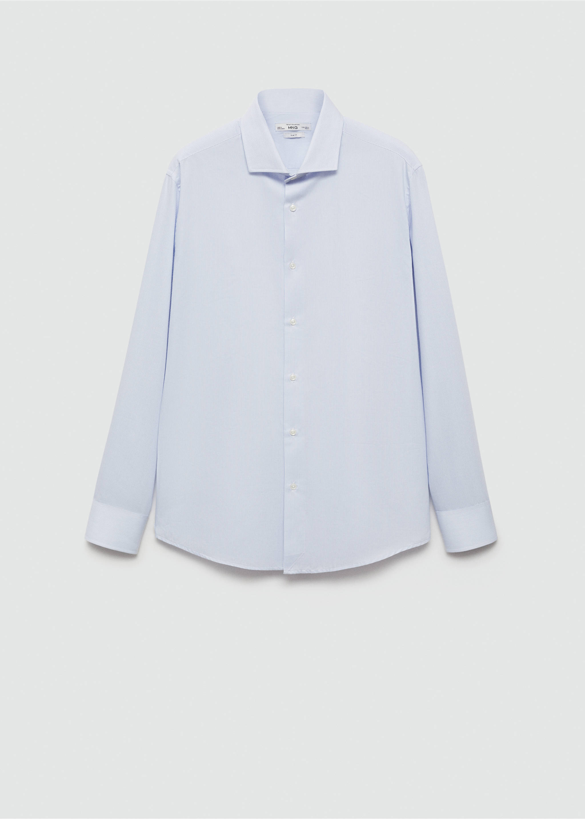 Feingestreiftes Slim Fit-Oberhemd aus Twill - Artikel ohne Model, Blau. Ref: 77030578-00.