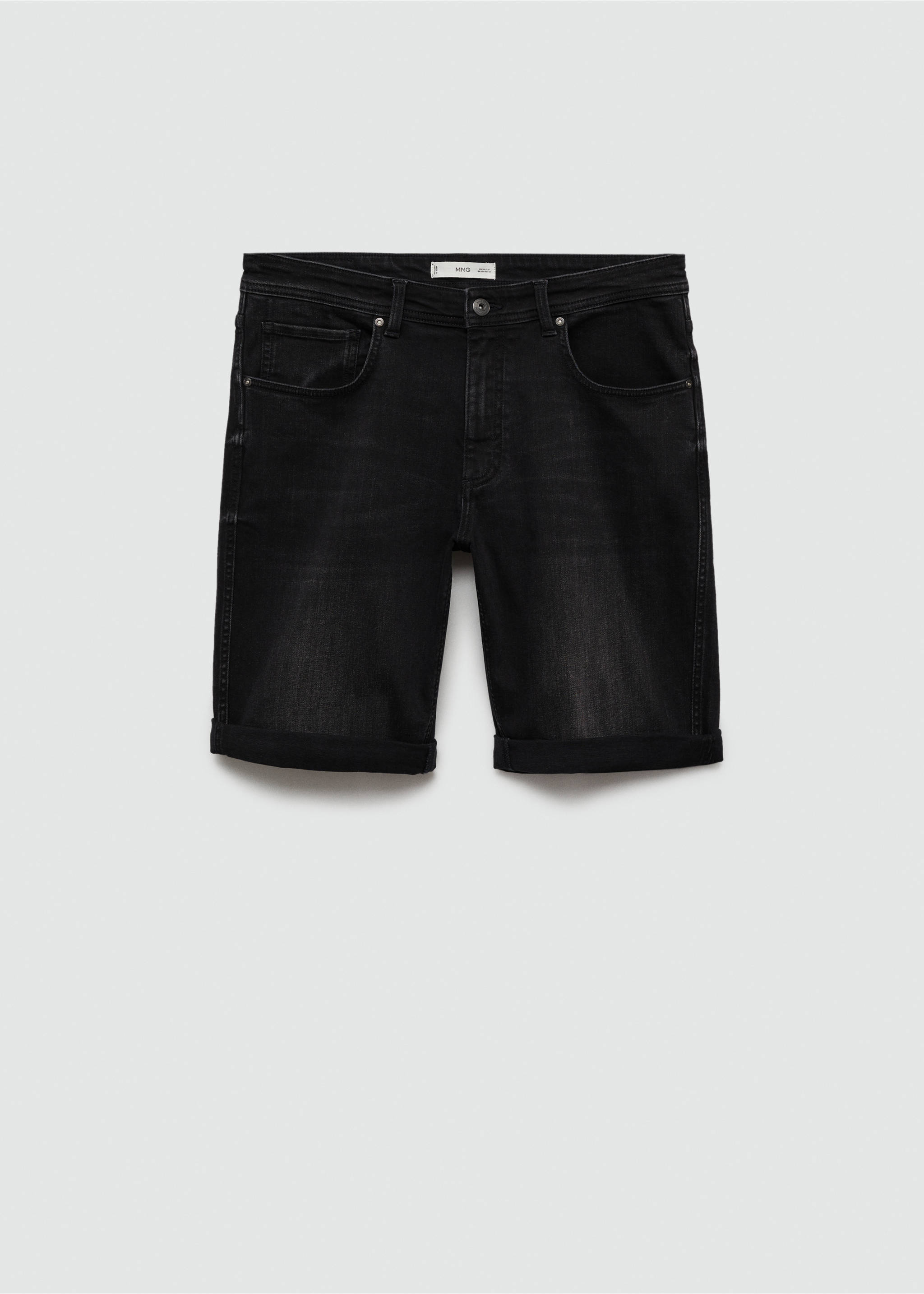 Slim-fit denim bermuda shorts - Article without model, Black denim. Ref: 77030579-00.
