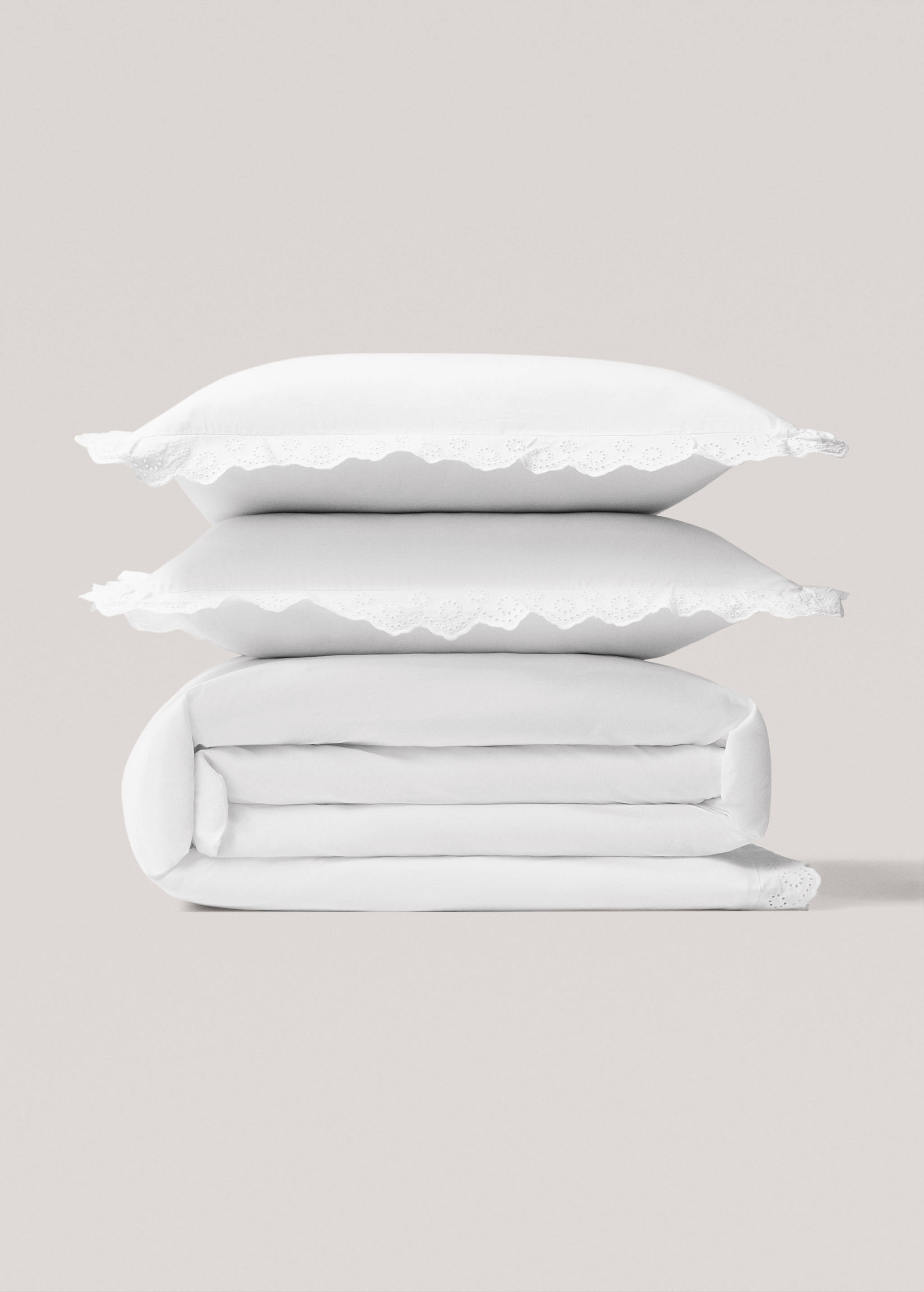Cotton duvet cover with embroidered flounces for superking bed - Article without model