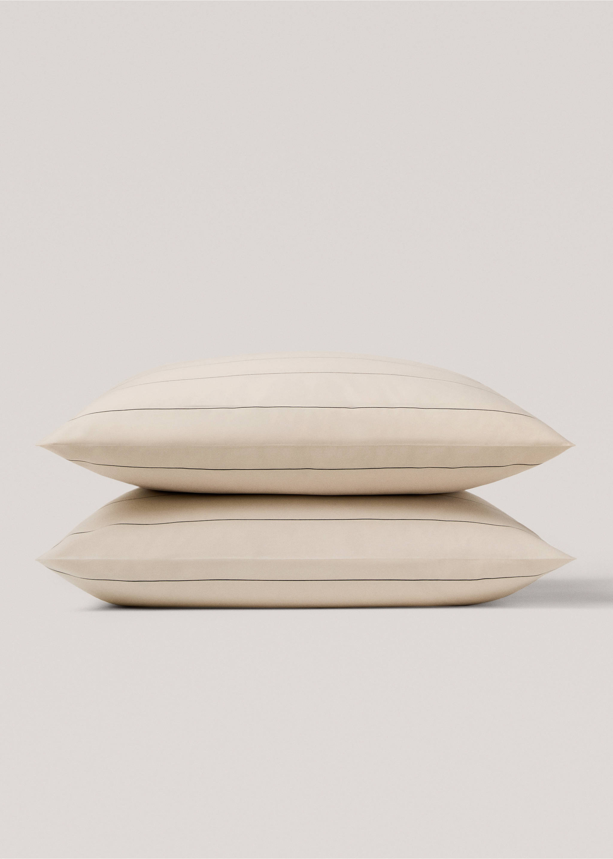 Stripe-print linen trousers - Details of the article 3, Beige. Ref: 77030588-00.