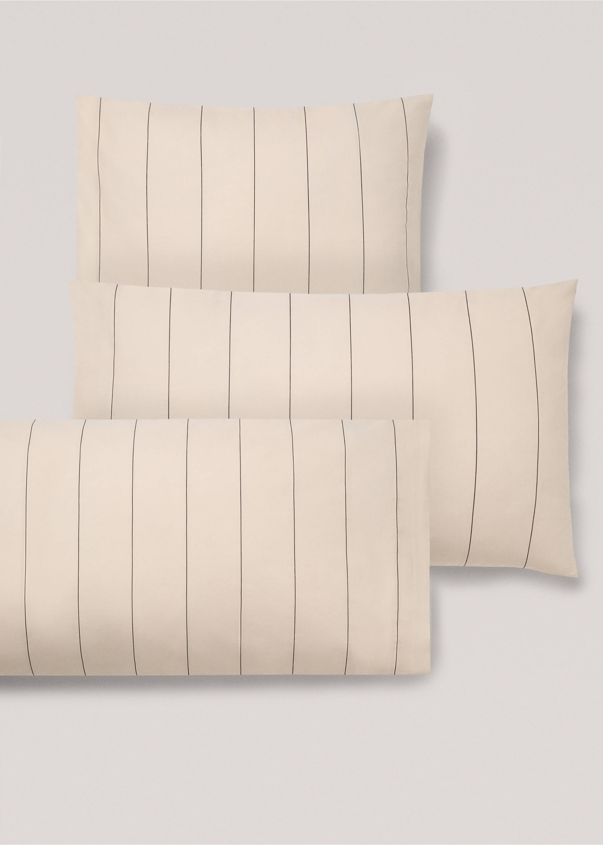 Stripe-print linen trousers - Details of the article 4, Beige. Ref: 77030588-00.