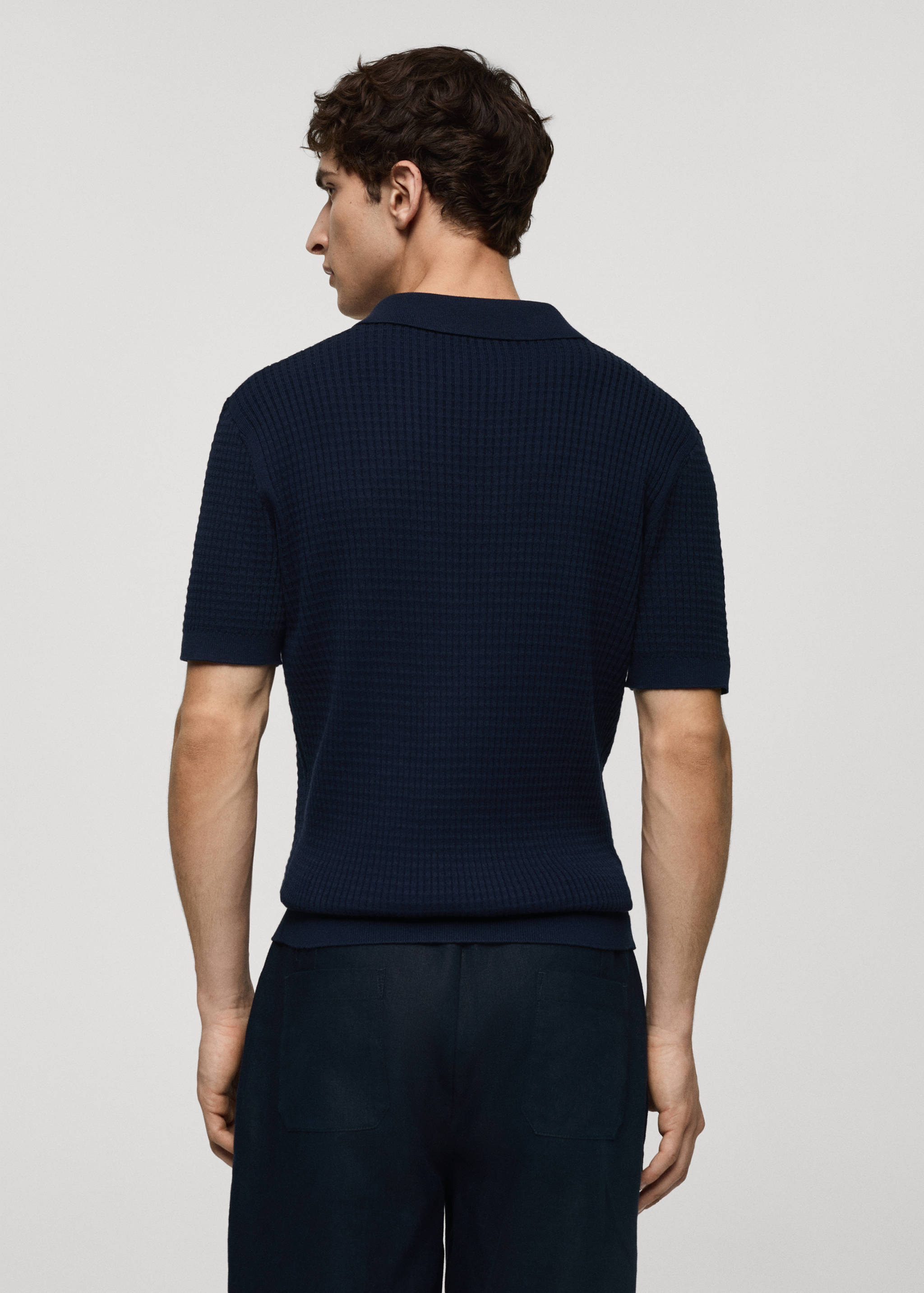 Ribbed knit polo shirt - Reverse of the article