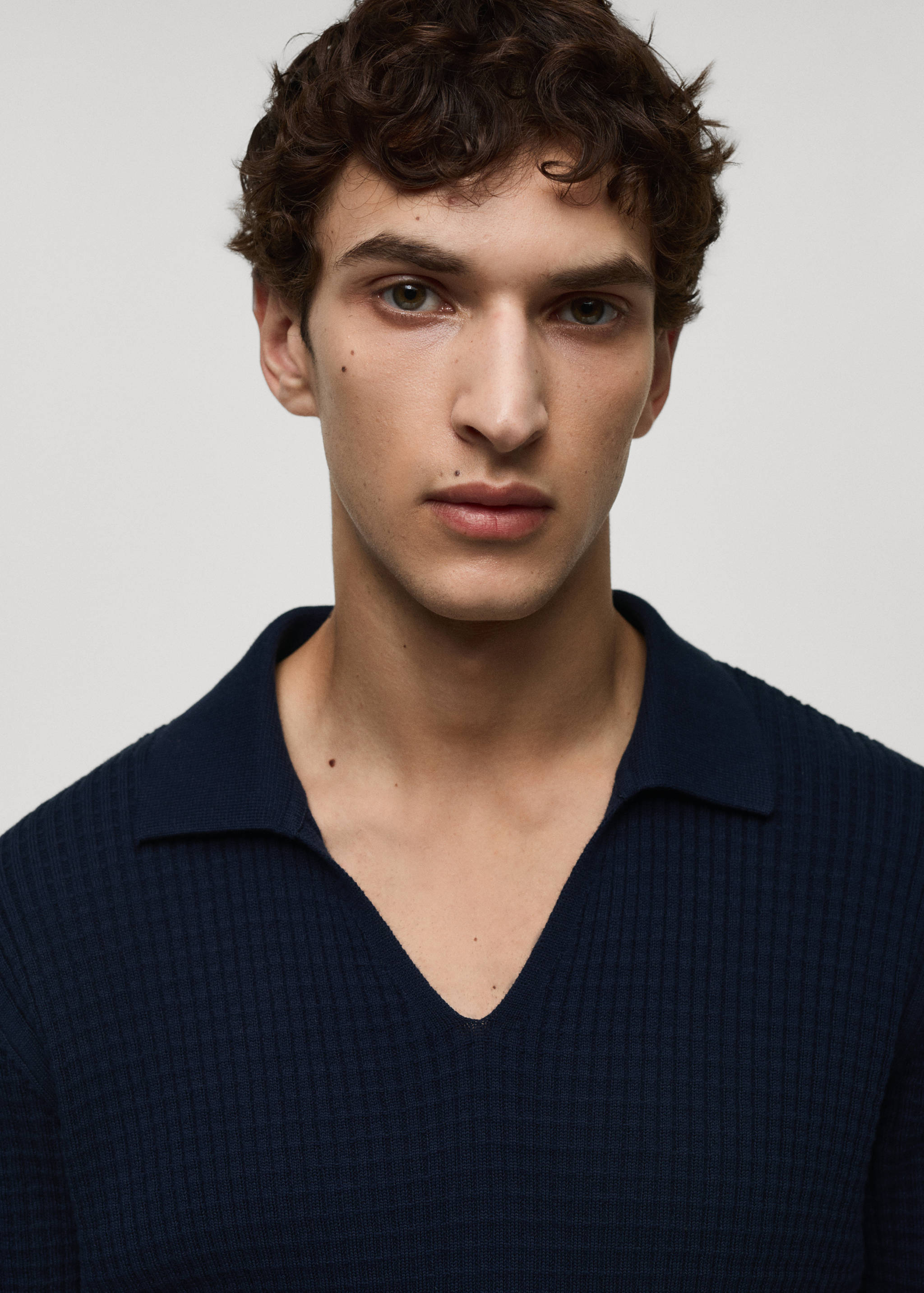 Ribbed knit polo shirt - Details of the article 1