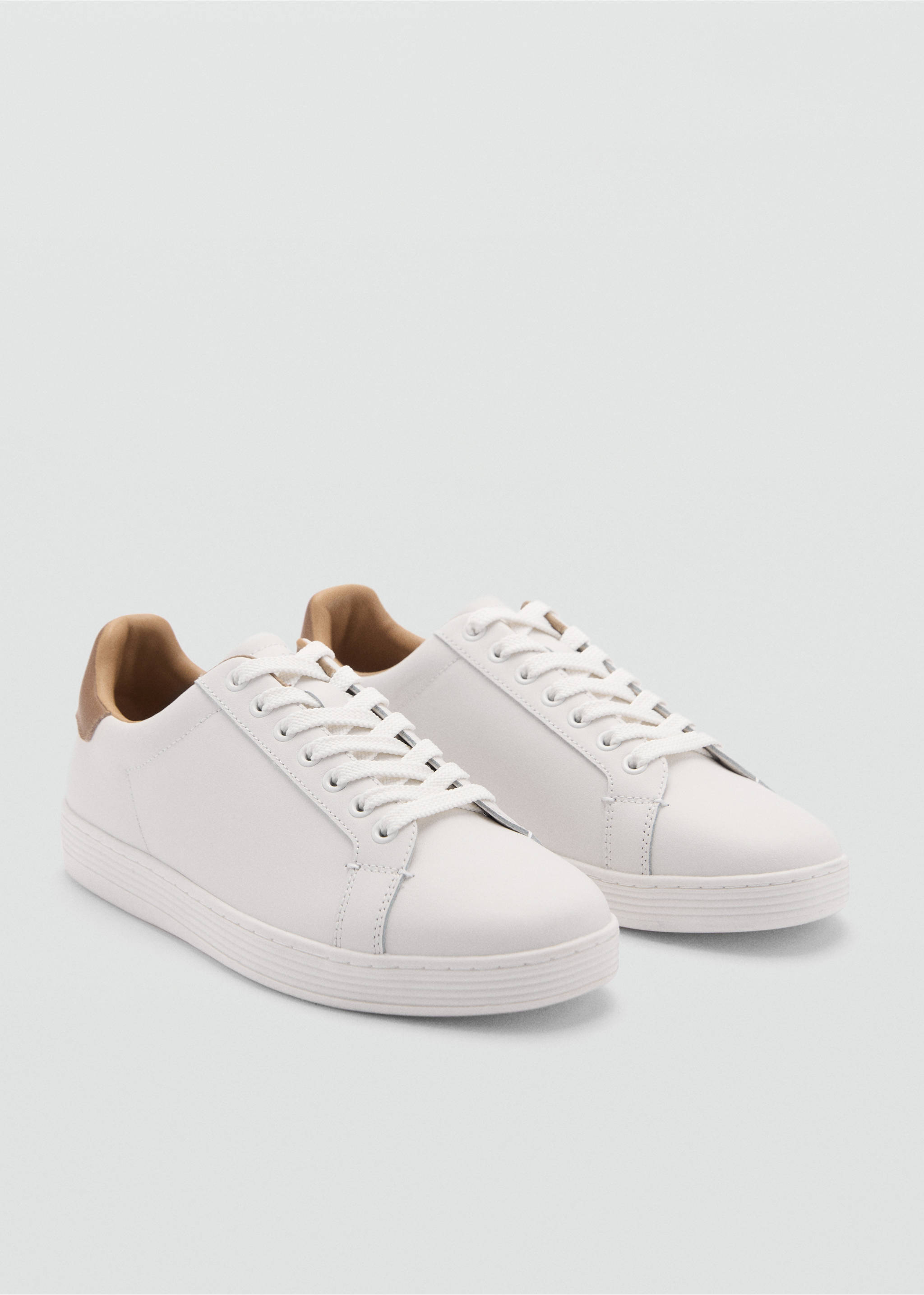 Contrasting panel leather sneakers - Medium plane, White. Ref: 77030596-00.