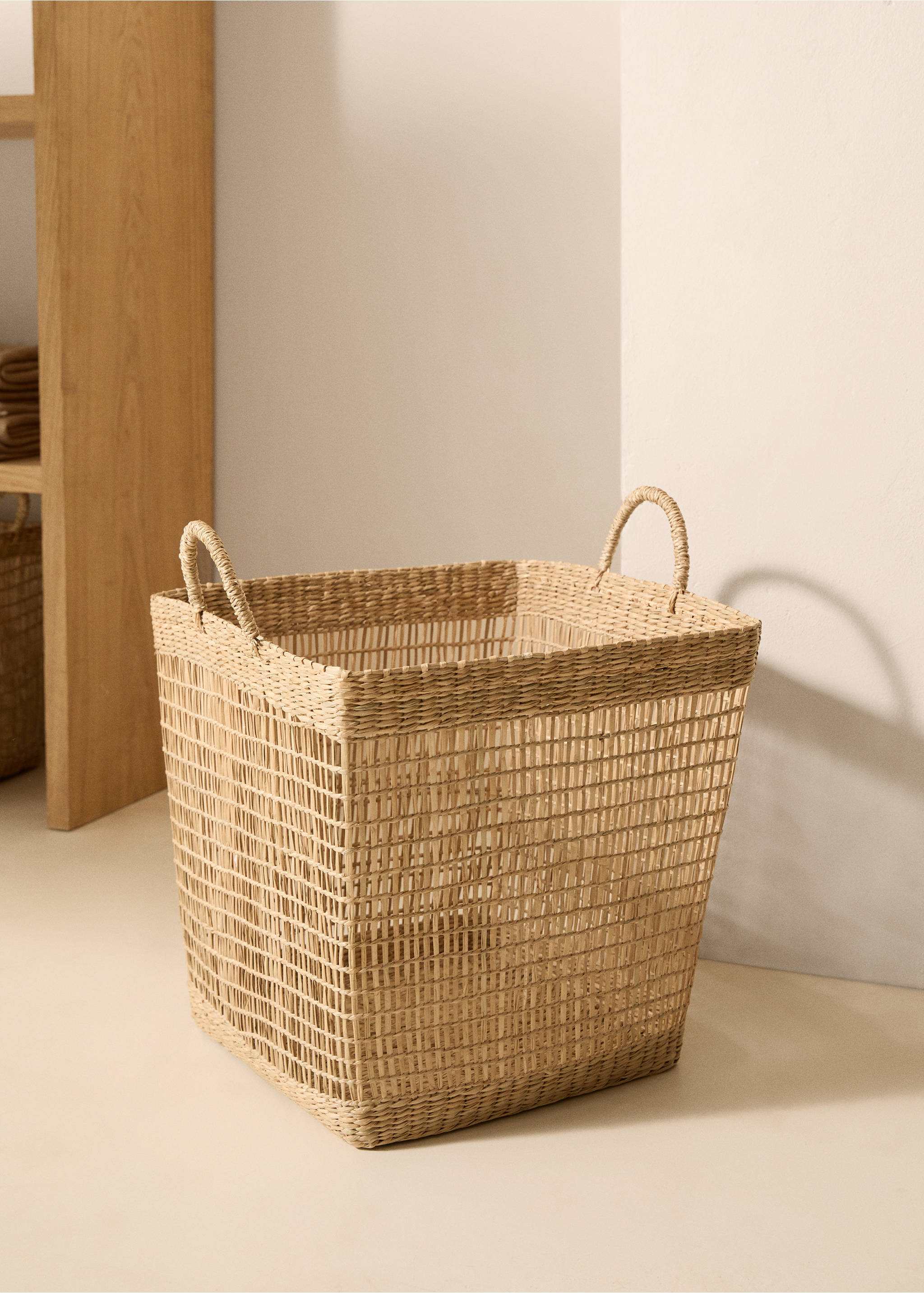 Square natural fibre basket 36x36cm - General plane, Brown. Ref: 77030604-00.