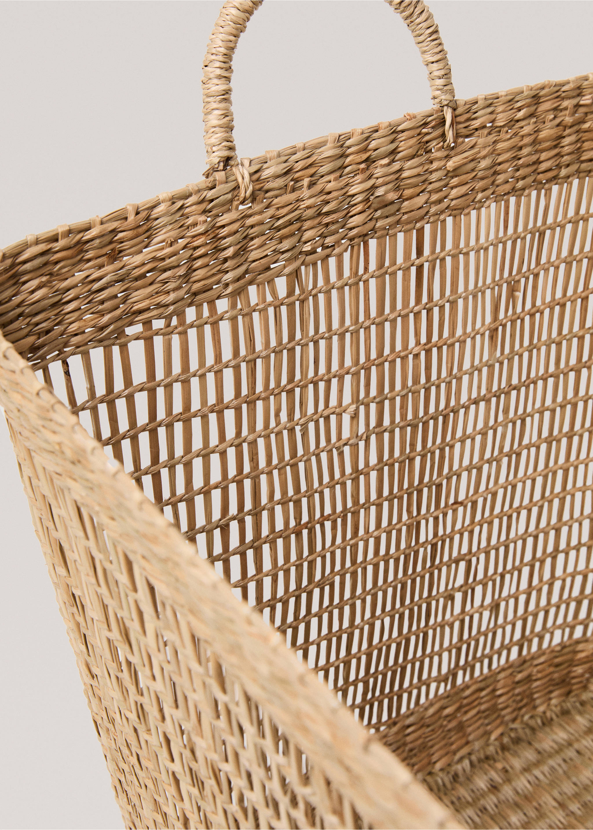 Square natural fibre basket 36x36cm - Details of the article 2, Brown. Ref: 77030604-00.