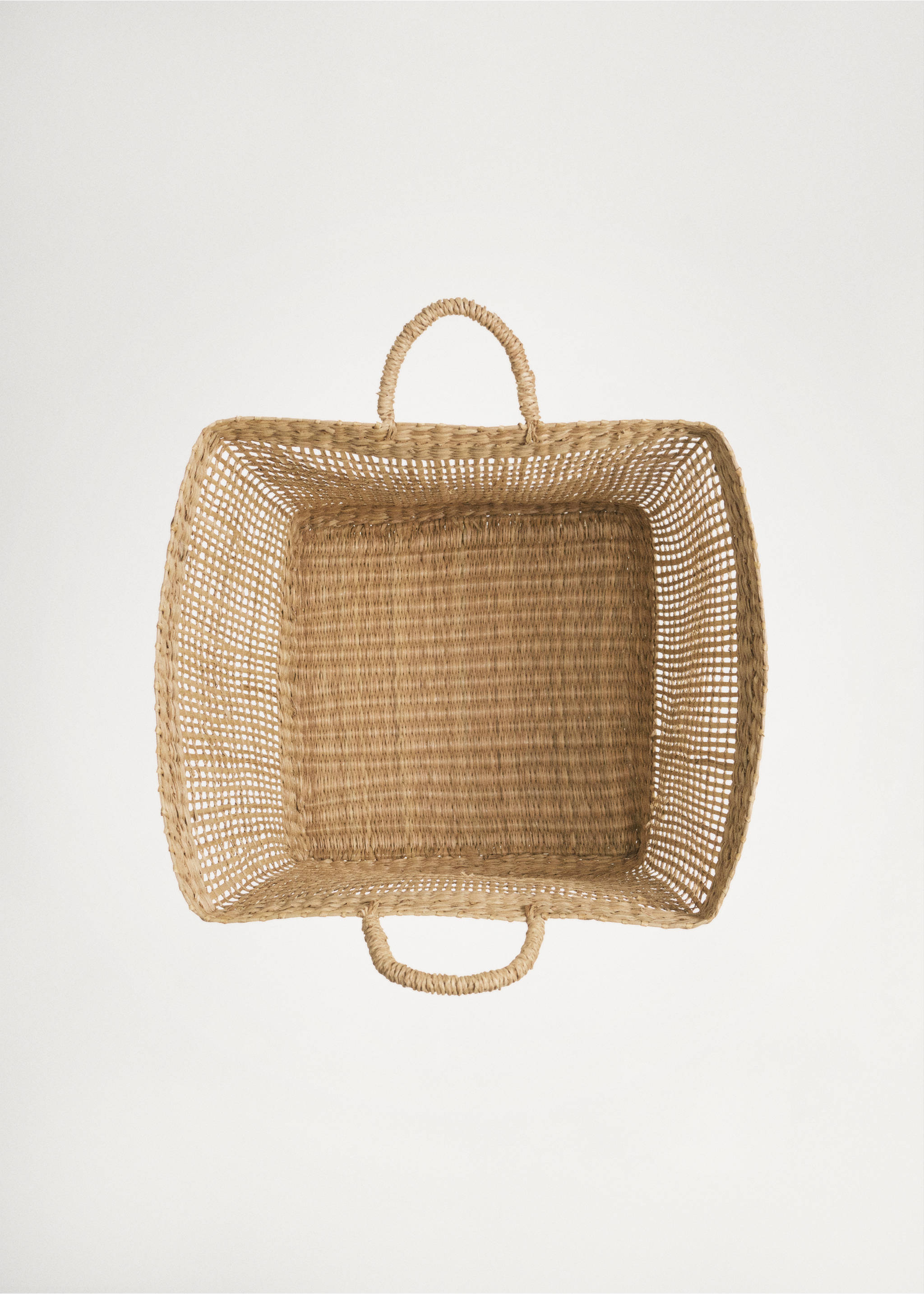 Square natural fibre basket 36x36cm - Details of the article 5, Brown. Ref: 77030604-00.