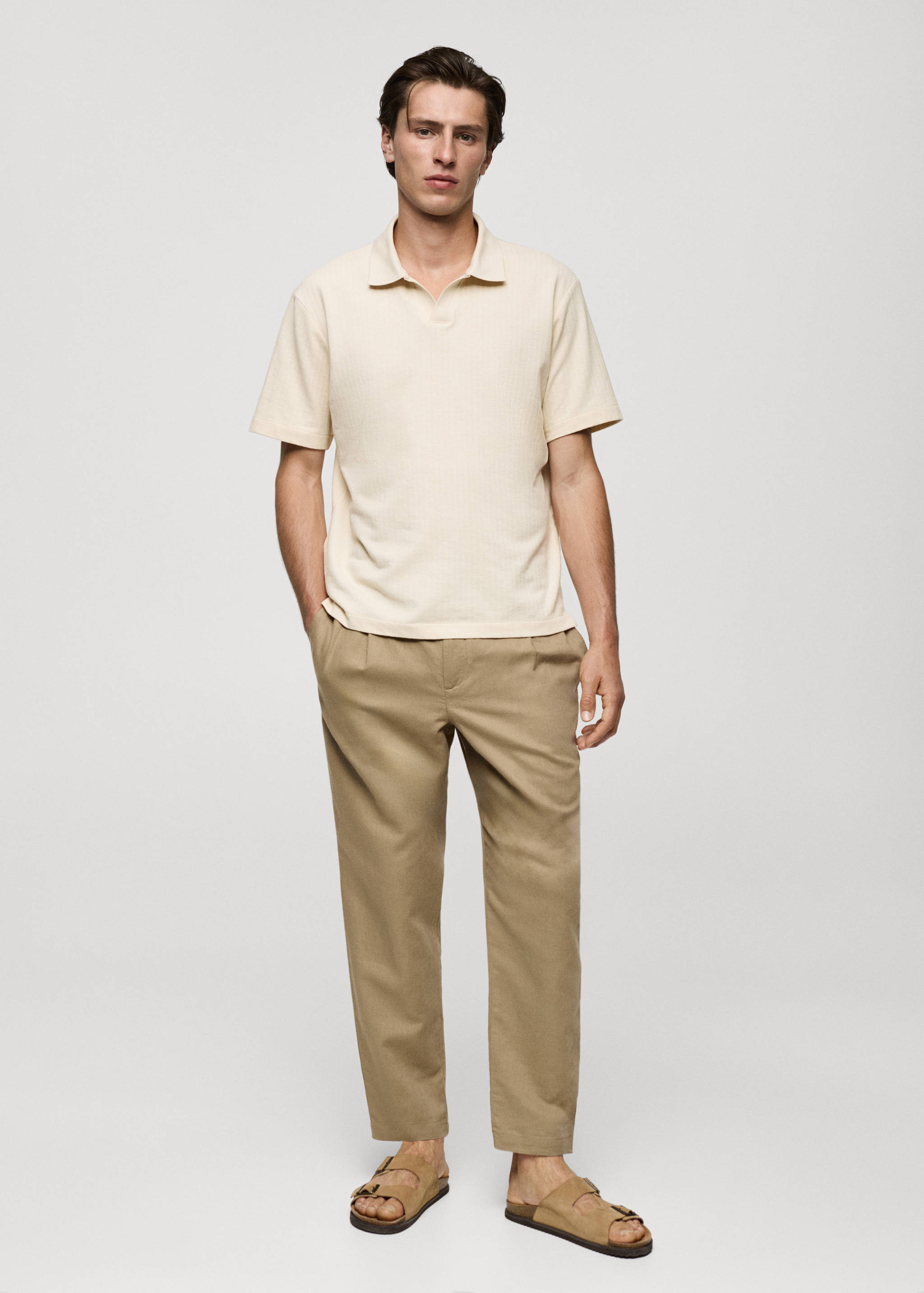 Regular-fit ribbed cotton polo shirt - General plane