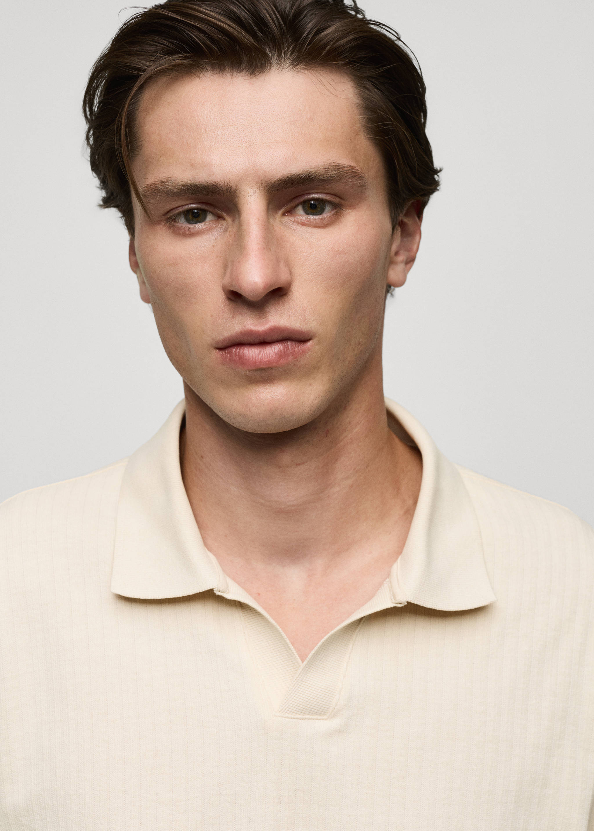 Regular-fit ribbed cotton polo shirt - Details of the article 1