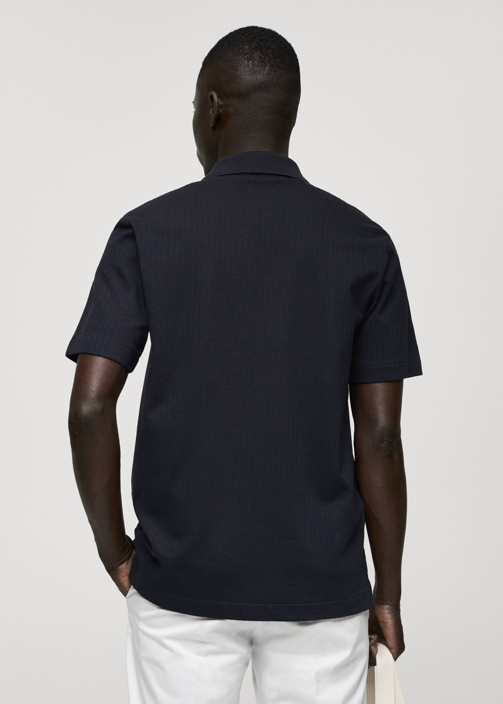 Regular-fit ribbed cotton polo shirt - Reverse of the article